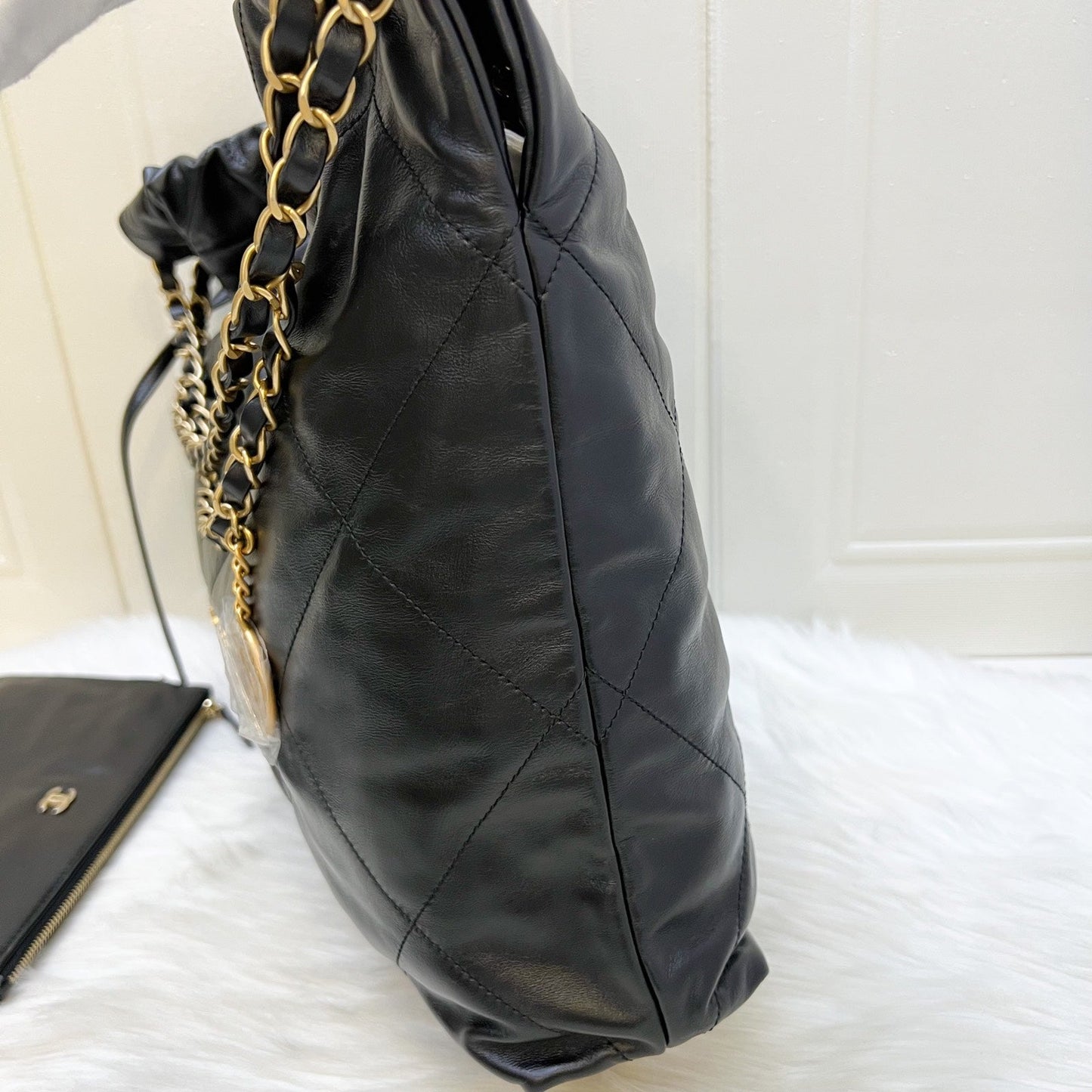 GLM-22 Medium Hobo Bag in Black Calfskin and AGHW (Model: AS3261)