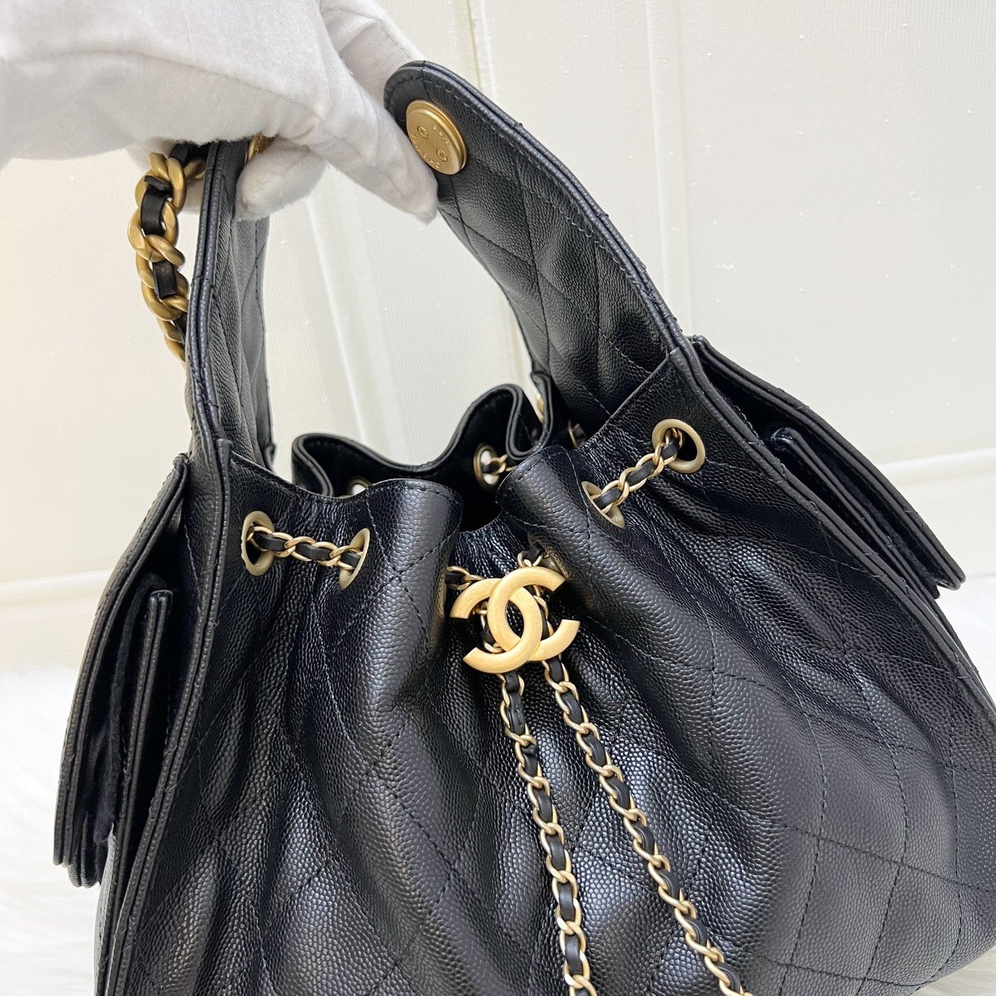 GLM-25 Small Hobo Bag in Black Caviar and AGHW (Model: AS5293)