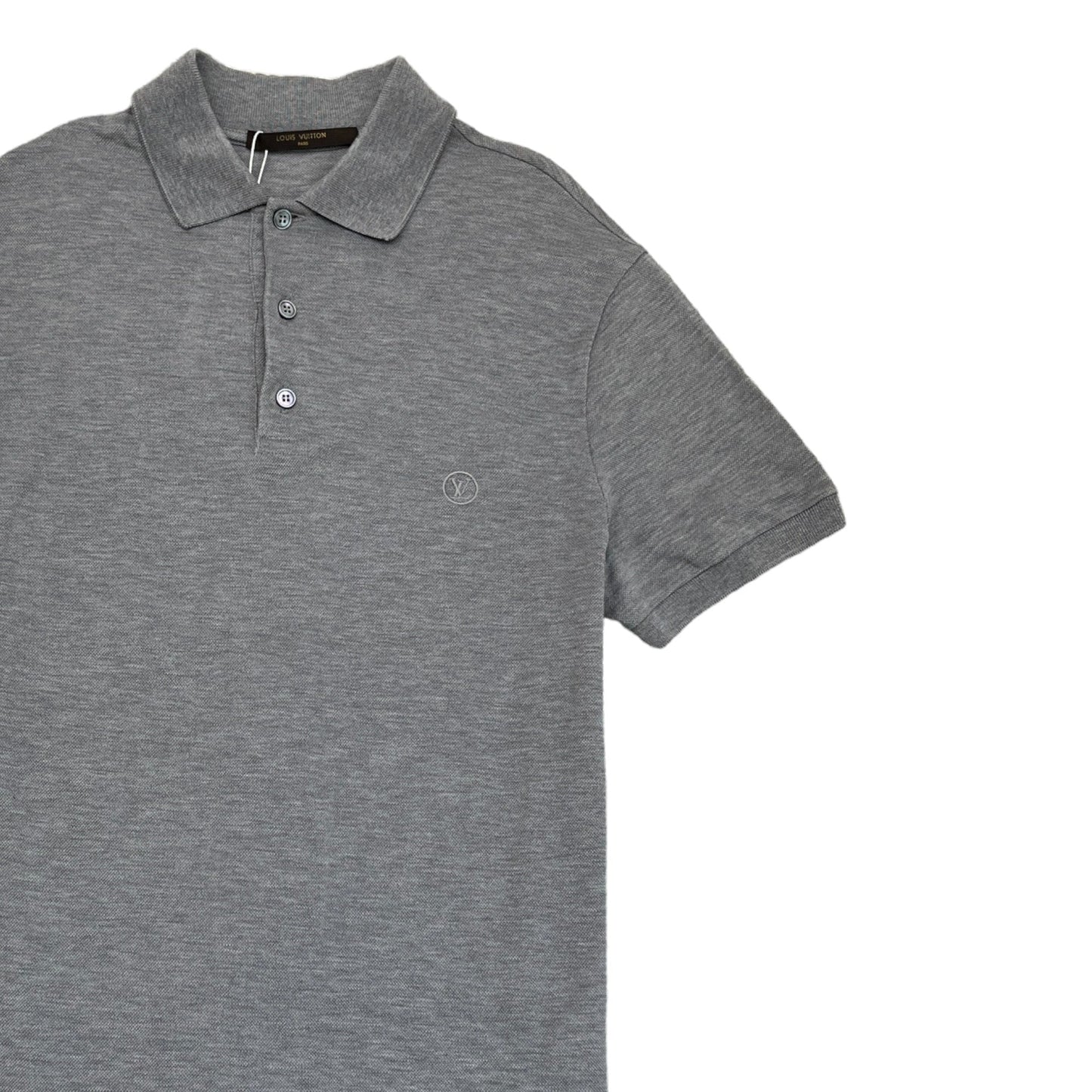 Men's Embroidered Logo Polo Shirt Grey Size XS