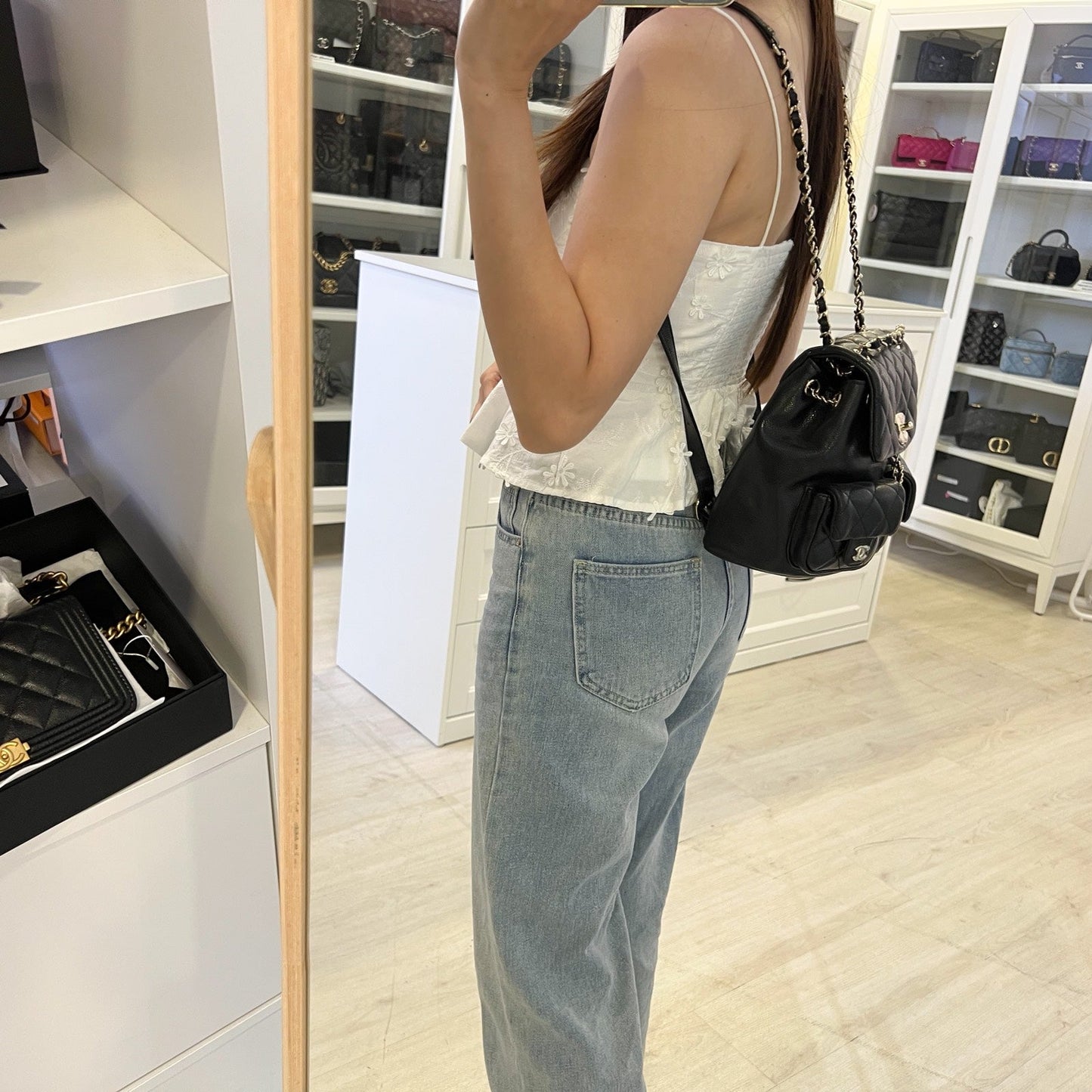 GLM-Medium Triple Backpack in 25P Black Caviar and LGHW (Model: AS3860)