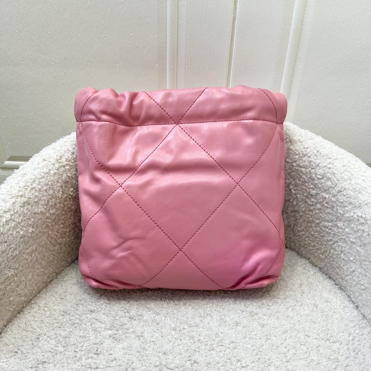 GLM-22 Mini Hobo Handbag in Pink Shiny Calfskin and SHW (Model: AS3980)