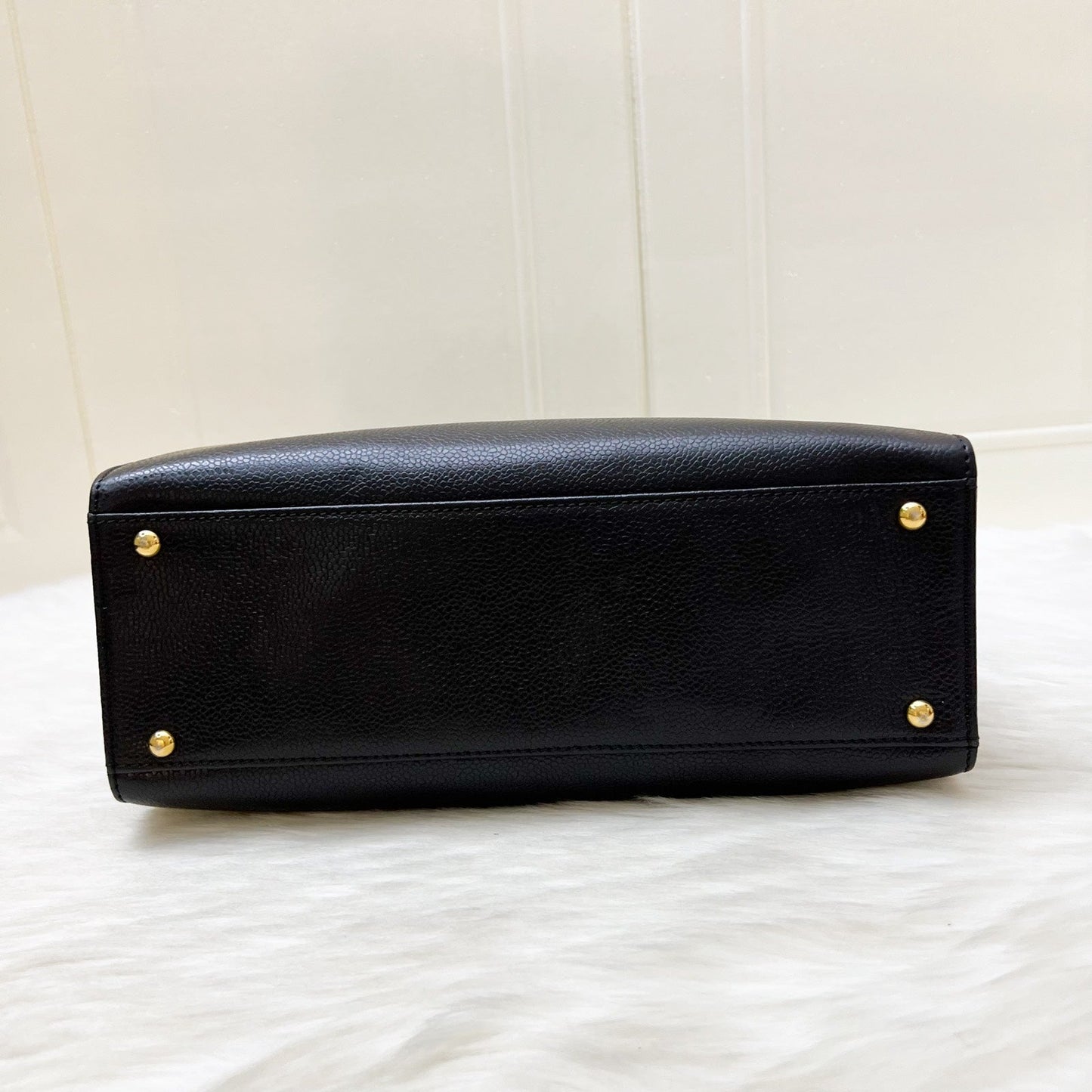 GLM- Tote Bag with GLM- Turnlock in Black Caviar and 24K Gold Plated HW