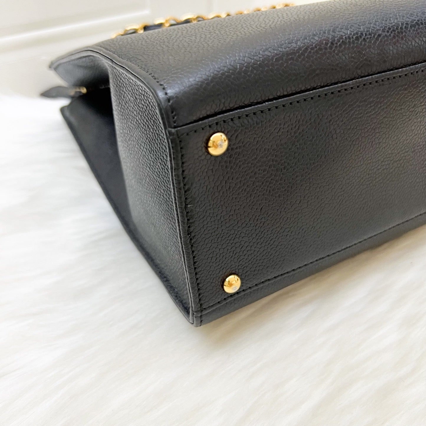 GLM- Tote Bag with GLM- Turnlock in Black Caviar and 24K Gold Plated HW