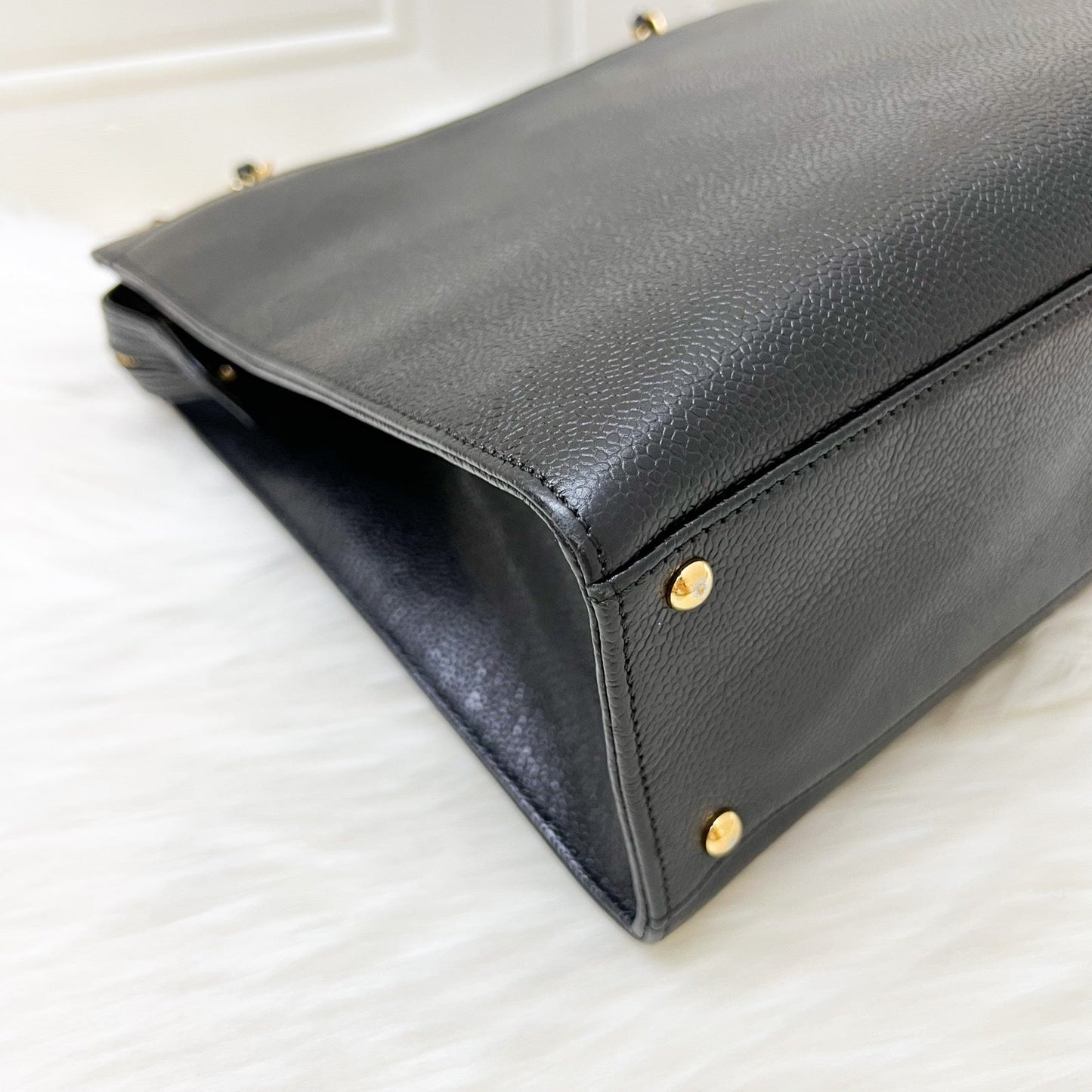 GLM- Tote Bag with GLM- Turnlock in Black Caviar and 24K Gold Plated HW