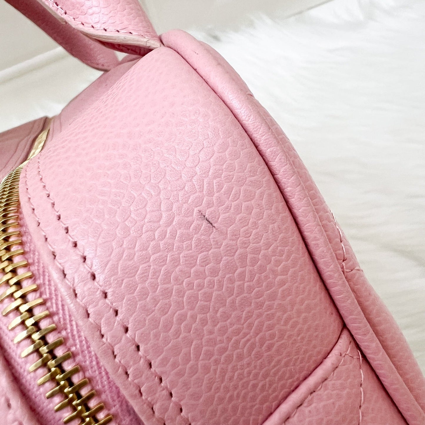 GLM- Mini Boston Bowling Bag in Pink Caviar and Gold HW
