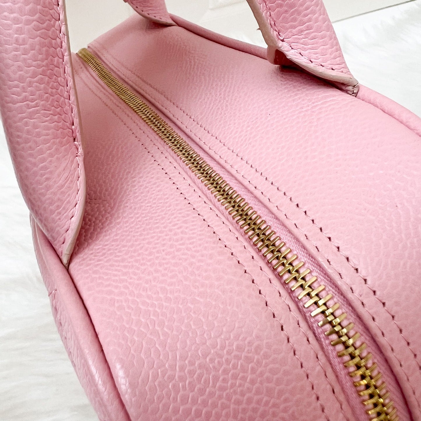 GLM- Mini Boston Bowling Bag in Pink Caviar and Gold HW