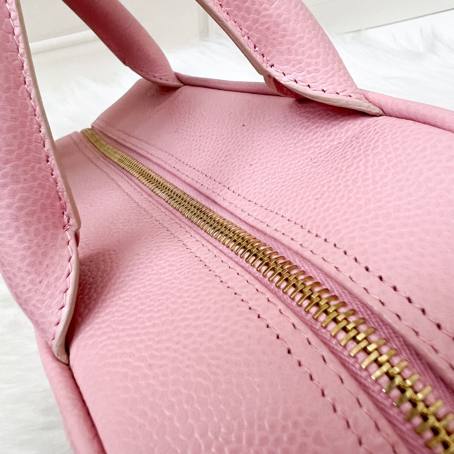 GLM- Mini Boston Bowling Bag in Pink Caviar and Gold HW