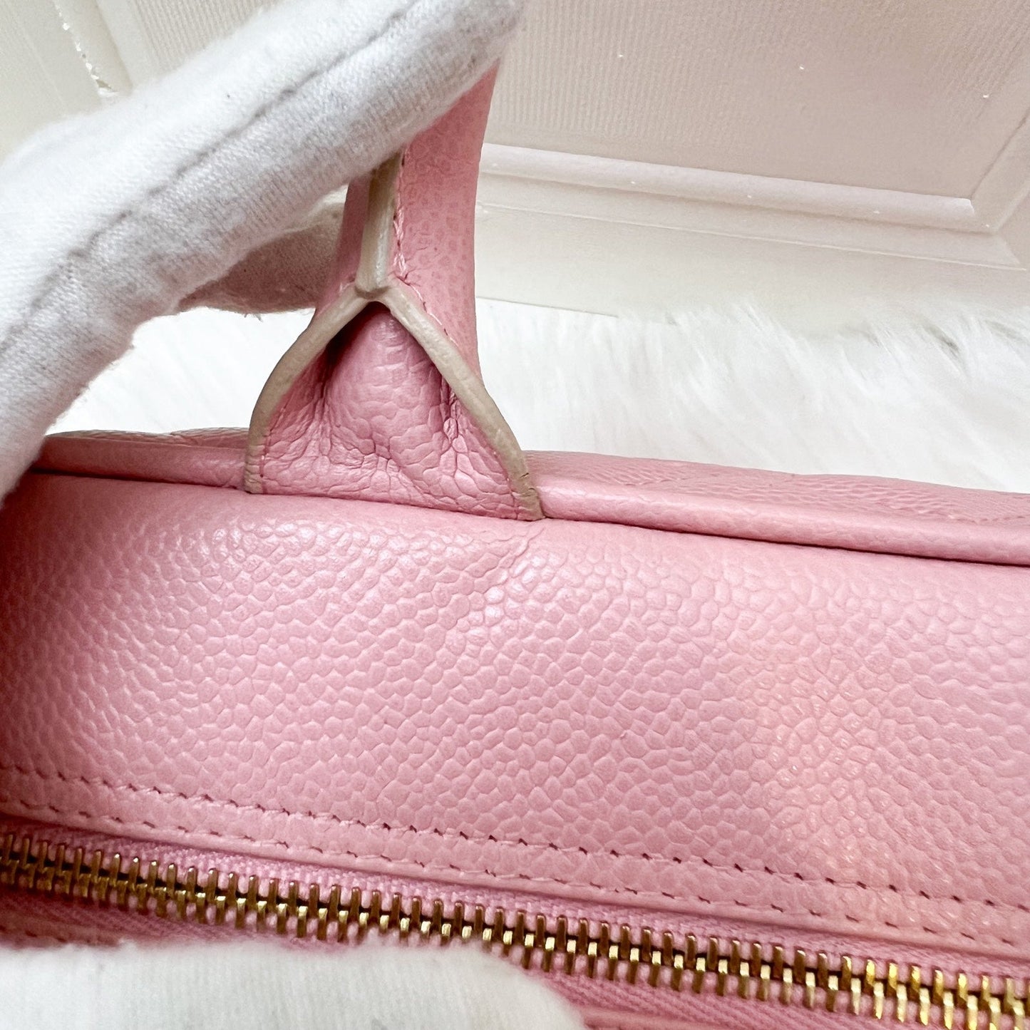 GLM- Mini Boston Bowling Bag in Pink Caviar and Gold HW