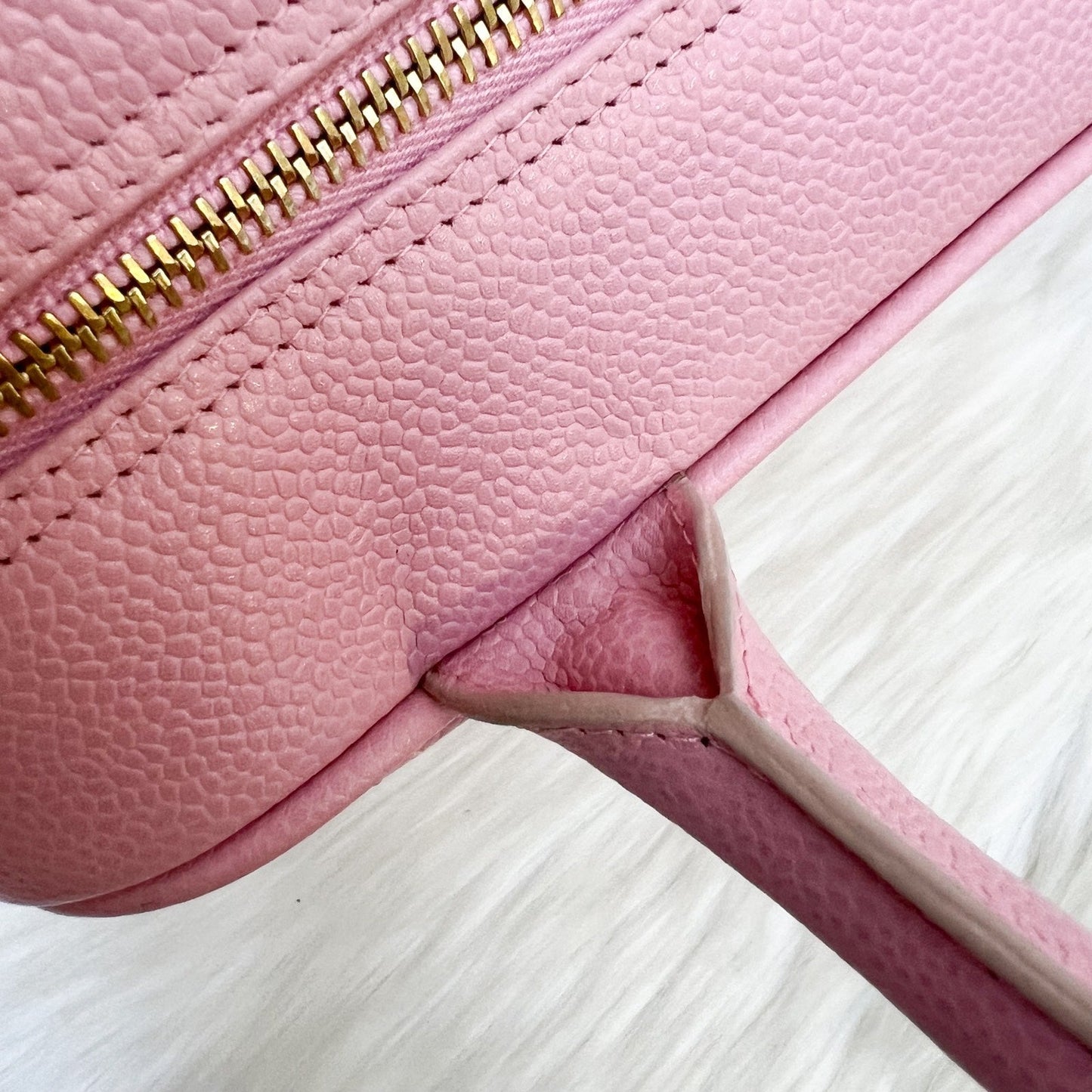 GLM- Mini Boston Bowling Bag in Pink Caviar and Gold HW