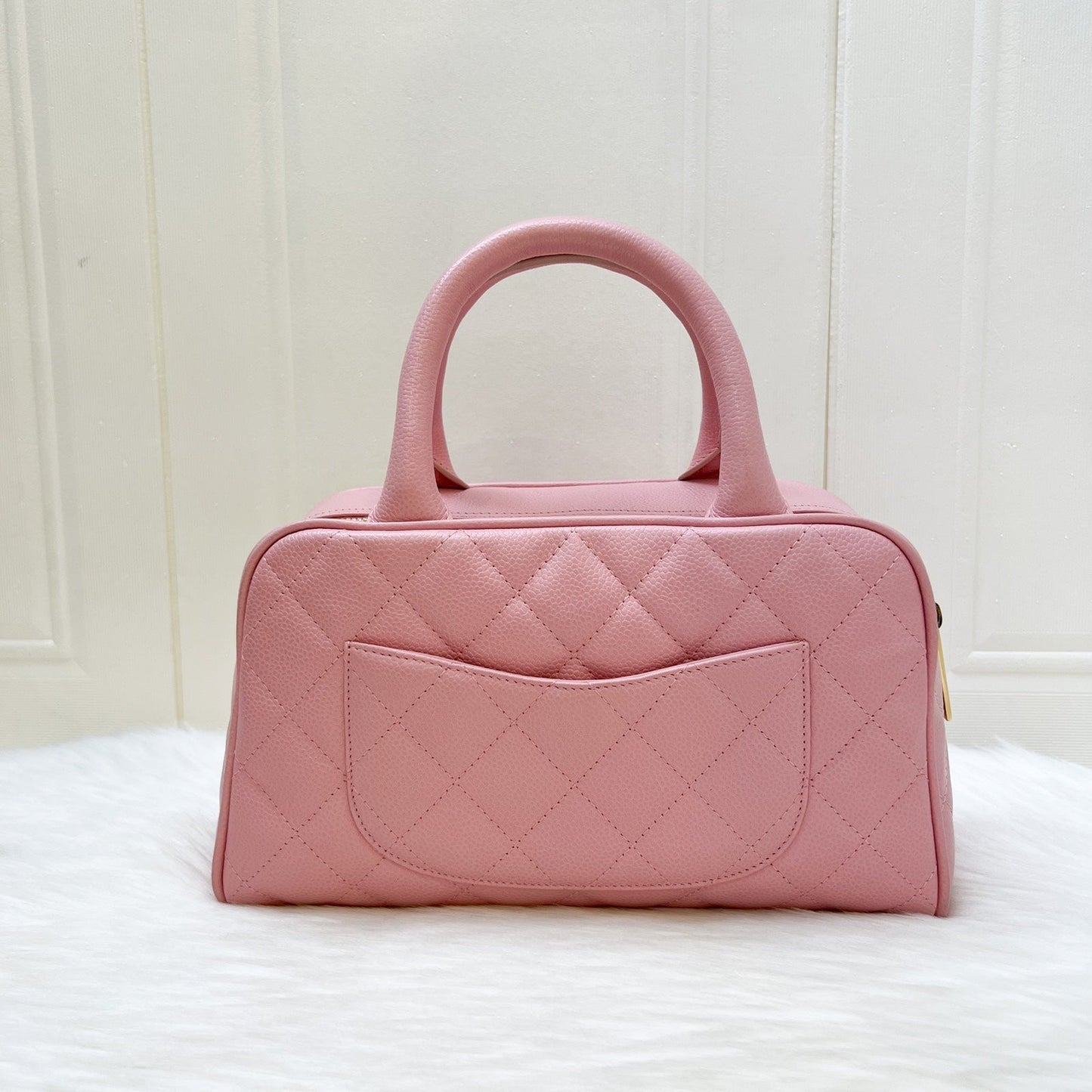 GLM- Mini Boston Bowling Bag in Pink Caviar and Gold HW