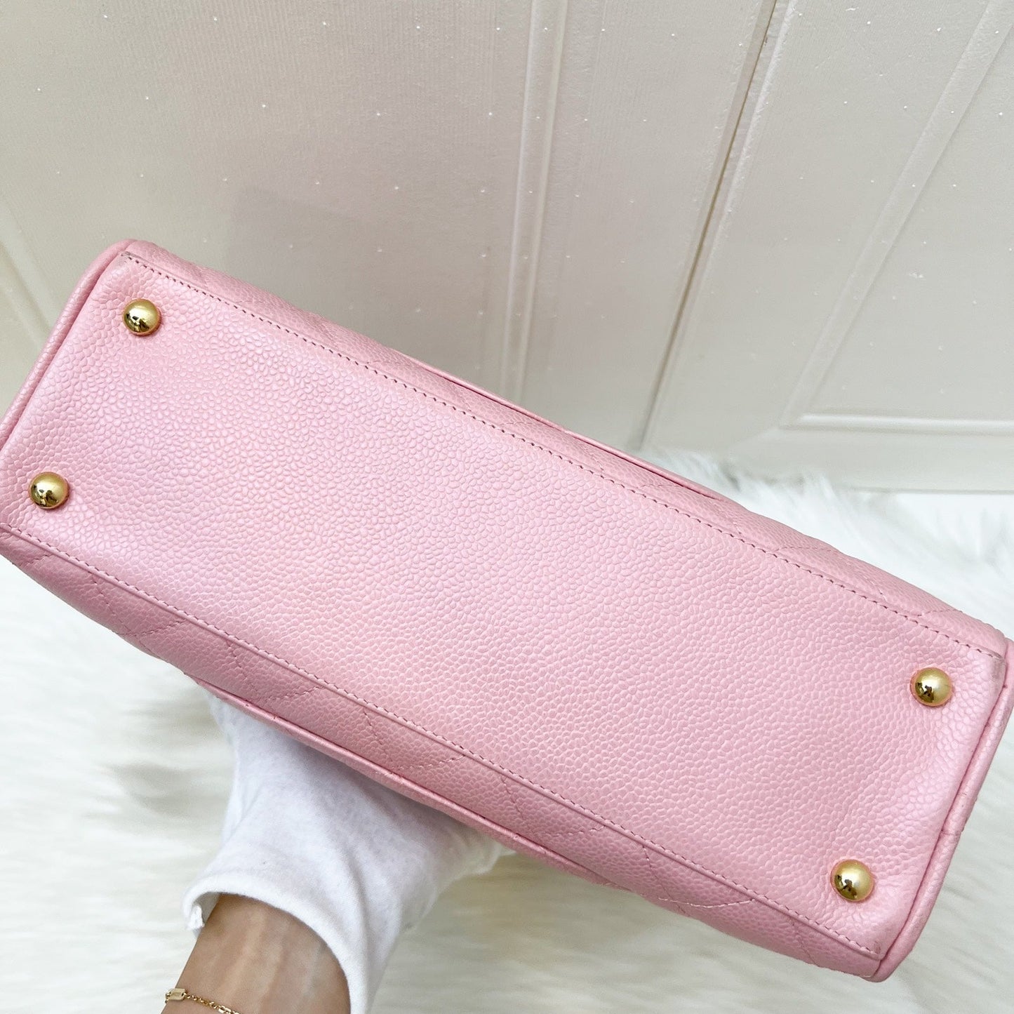 GLM- Mini Boston Bowling Bag in Pink Caviar and Gold HW
