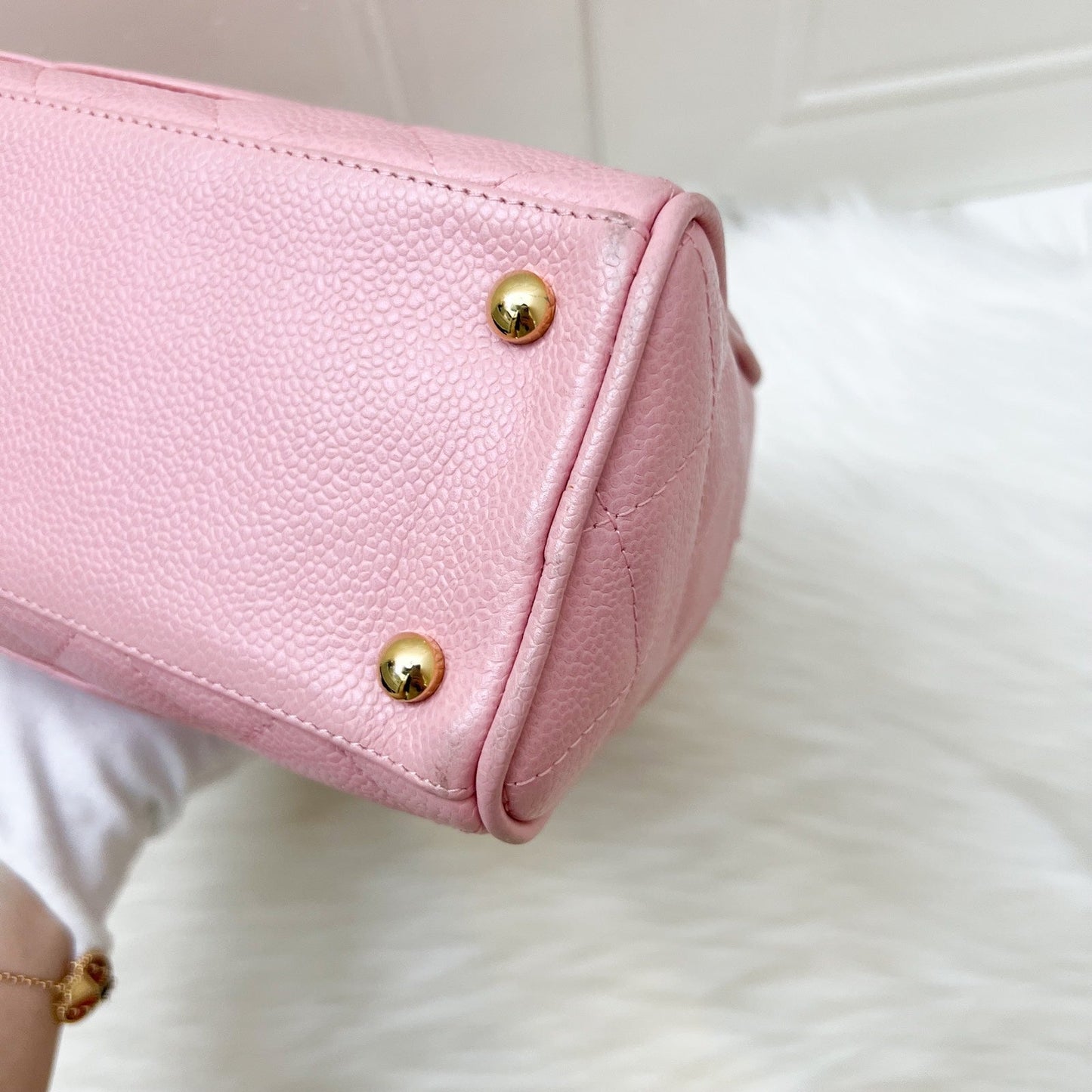 GLM- Mini Boston Bowling Bag in Pink Caviar and Gold HW