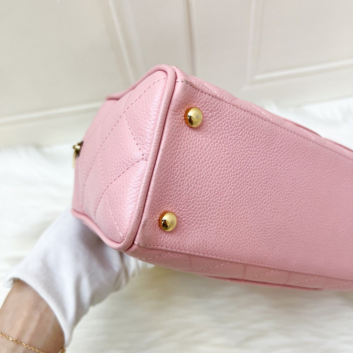 GLM- Mini Boston Bowling Bag in Pink Caviar and Gold HW