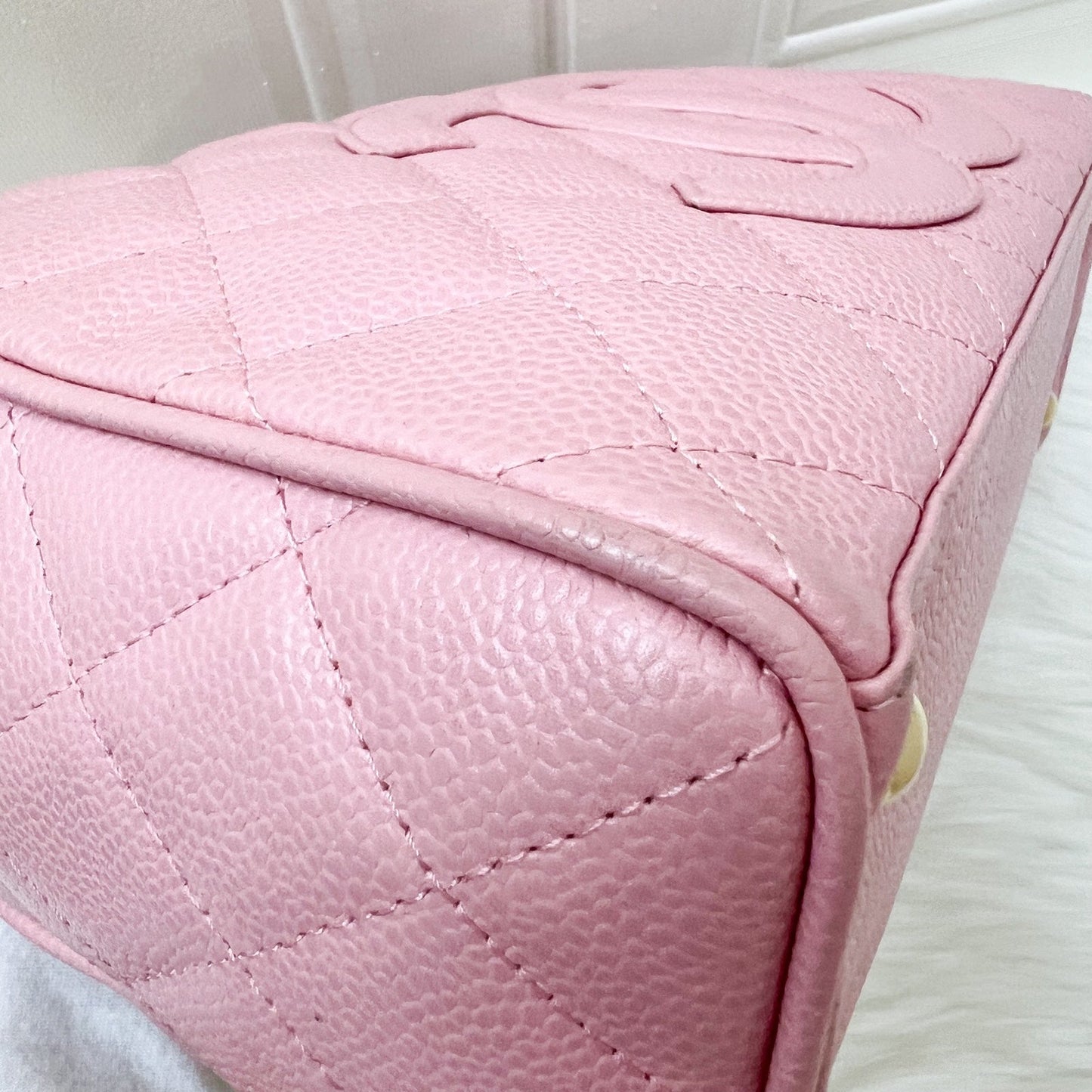 GLM- Mini Boston Bowling Bag in Pink Caviar and Gold HW