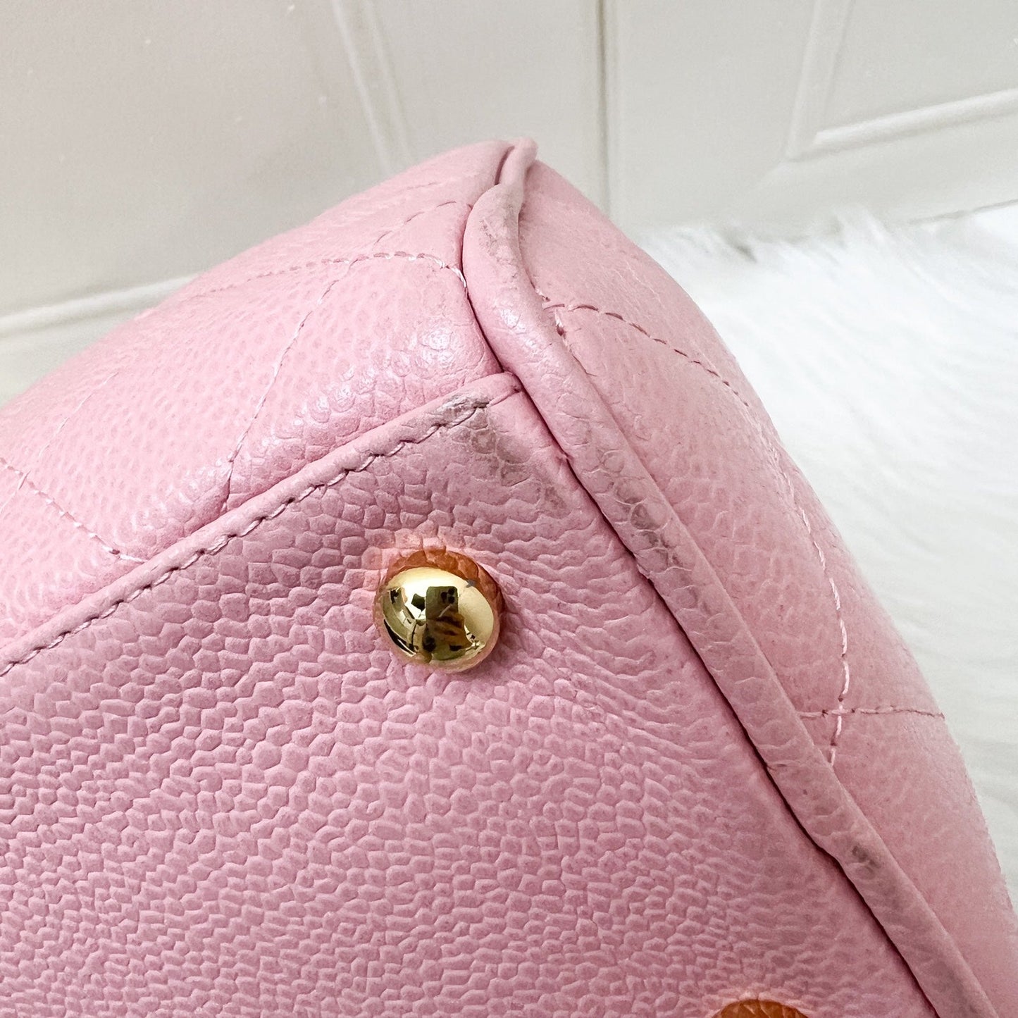 GLM- Mini Boston Bowling Bag in Pink Caviar and Gold HW