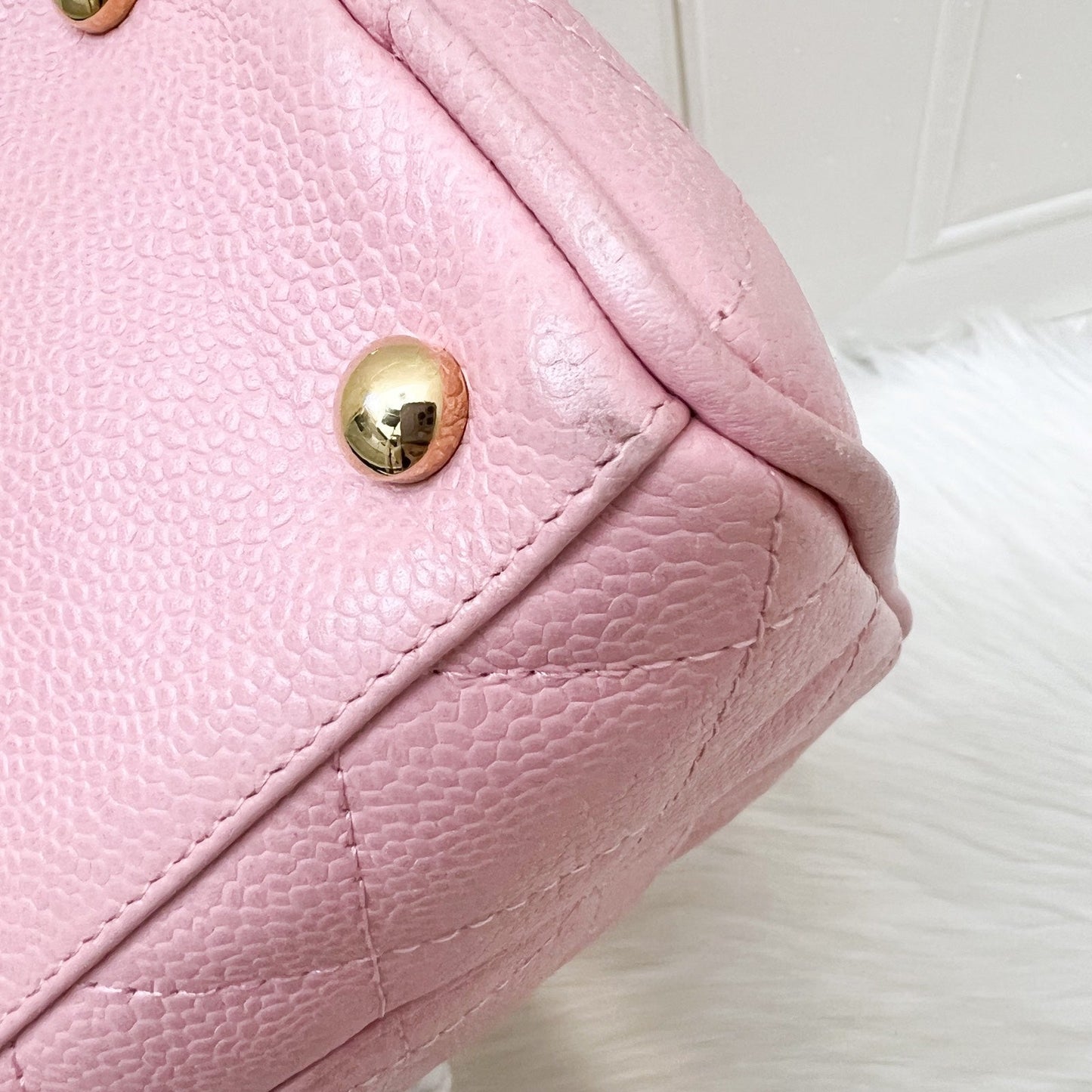 GLM- Mini Boston Bowling Bag in Pink Caviar and Gold HW