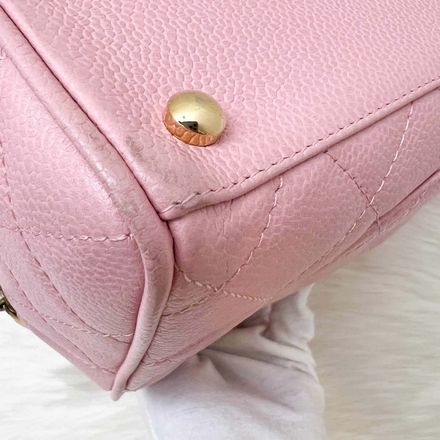GLM- Mini Boston Bowling Bag in Pink Caviar and Gold HW