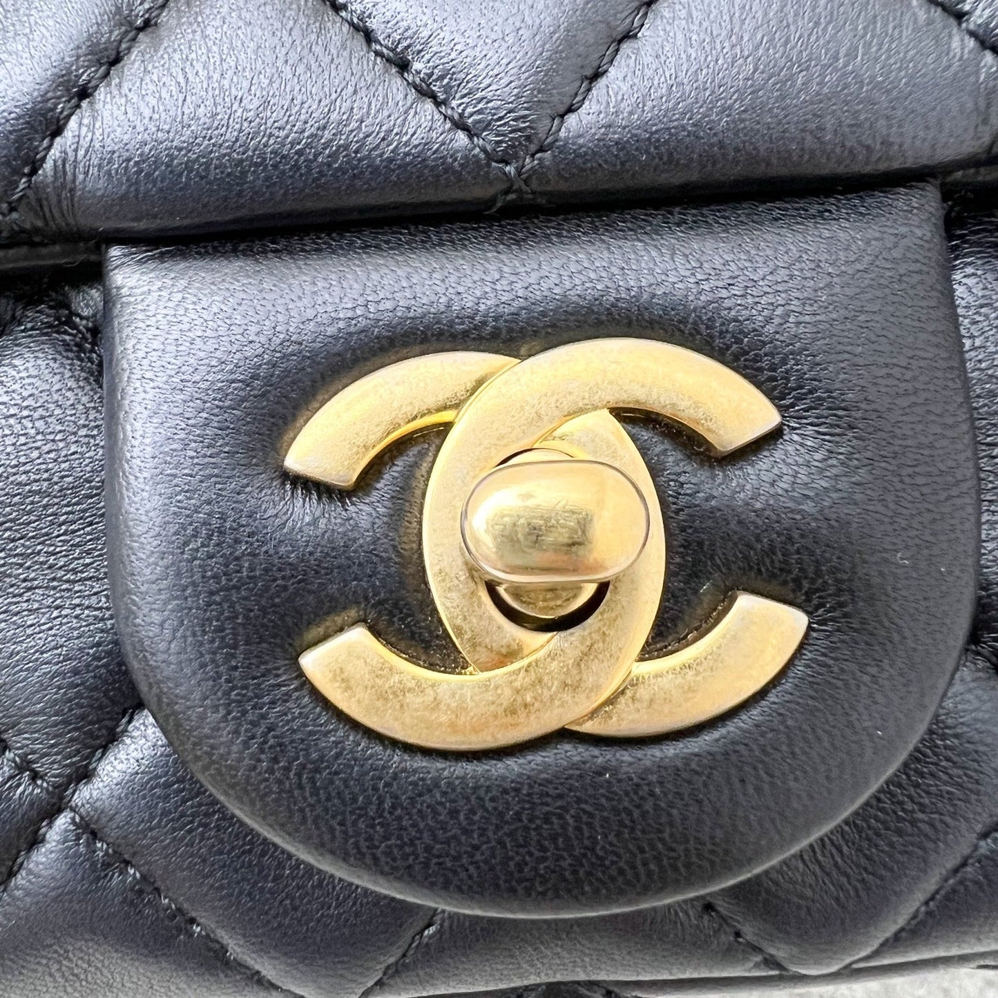 GLM-Pearl Crush Mini Rectangular Flap in Black Lambskin and AGHW