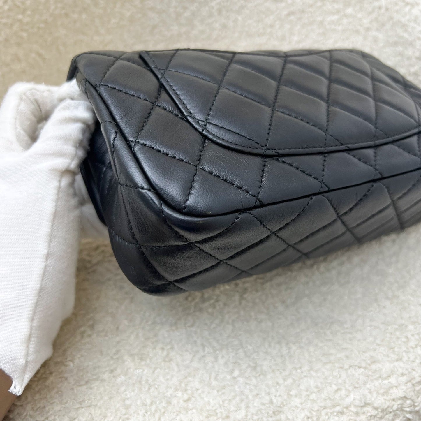 GLM-Pearl Crush Mini Rectangular Flap in Black Lambskin and AGHW