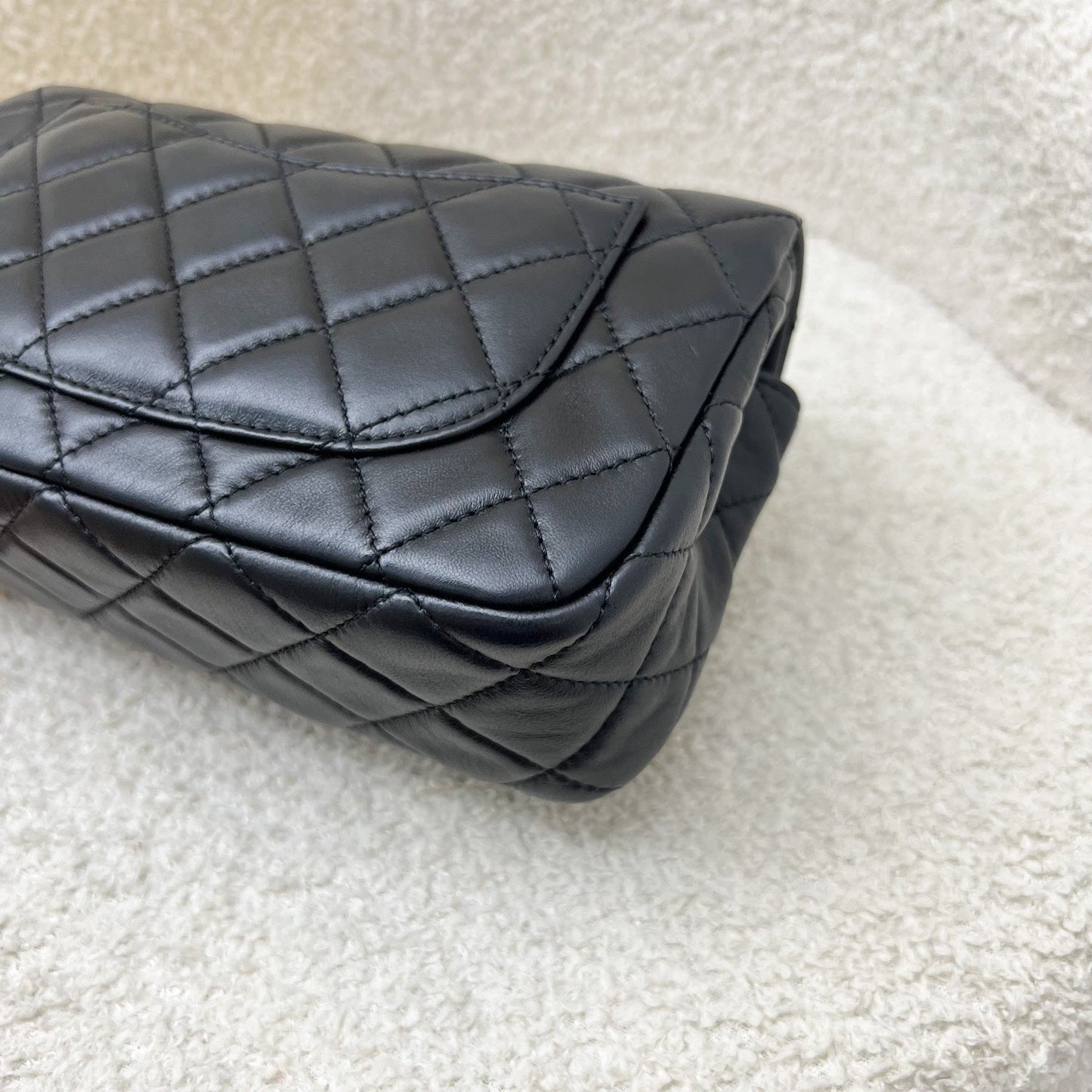 GLM-Pearl Crush Mini Rectangular Flap in Black Lambskin and AGHW