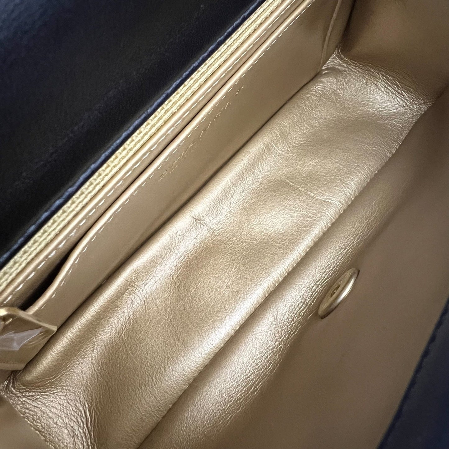 GLM-Pearl Crush Mini Rectangular Flap in Black Lambskin and AGHW