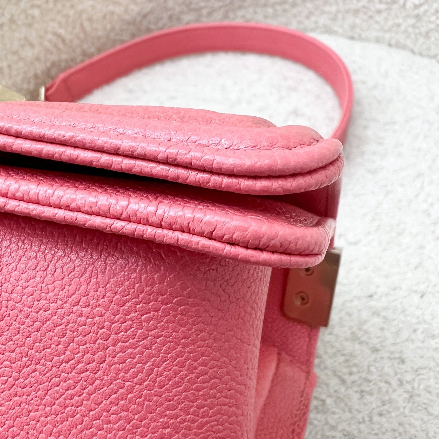 GLM-22S Micro Boy in Chevron Coral Pink Caviar and Shiny GHW (Model: A67364)