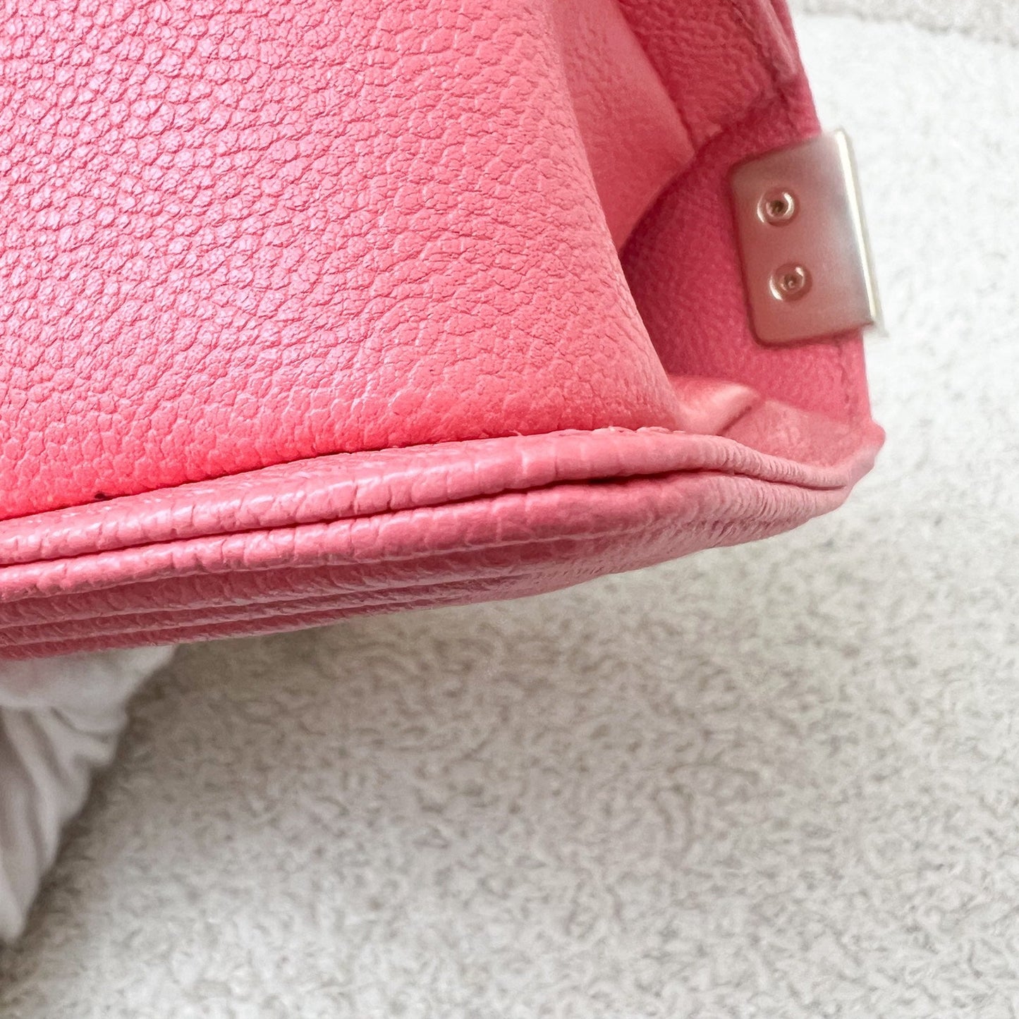GLM-22S Micro Boy in Chevron Coral Pink Caviar and Shiny GHW (Model: A67364)