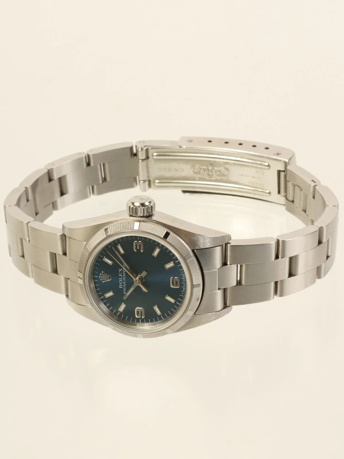 ROLEX Oyster Perpetual Silver/Bright Blue