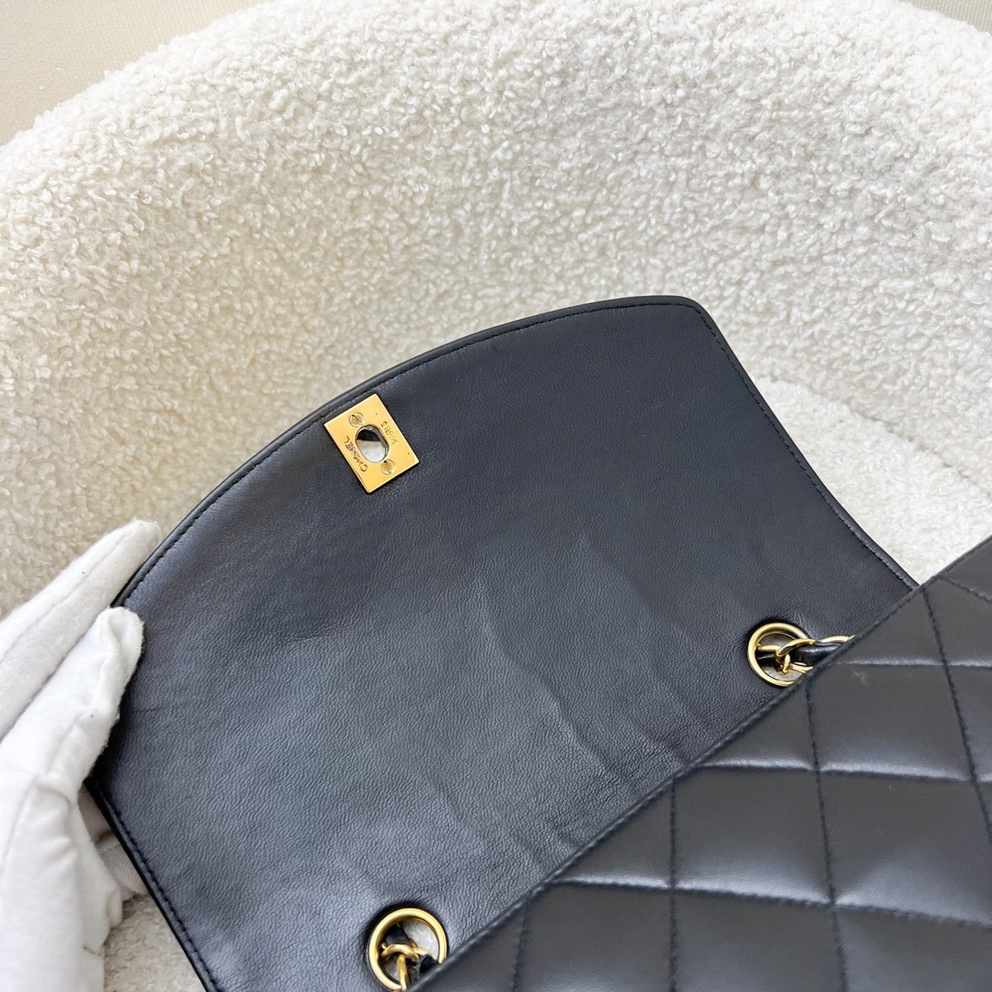 GLM- Small 22cm Diana Flap in Black Lambskin and 24K GHW