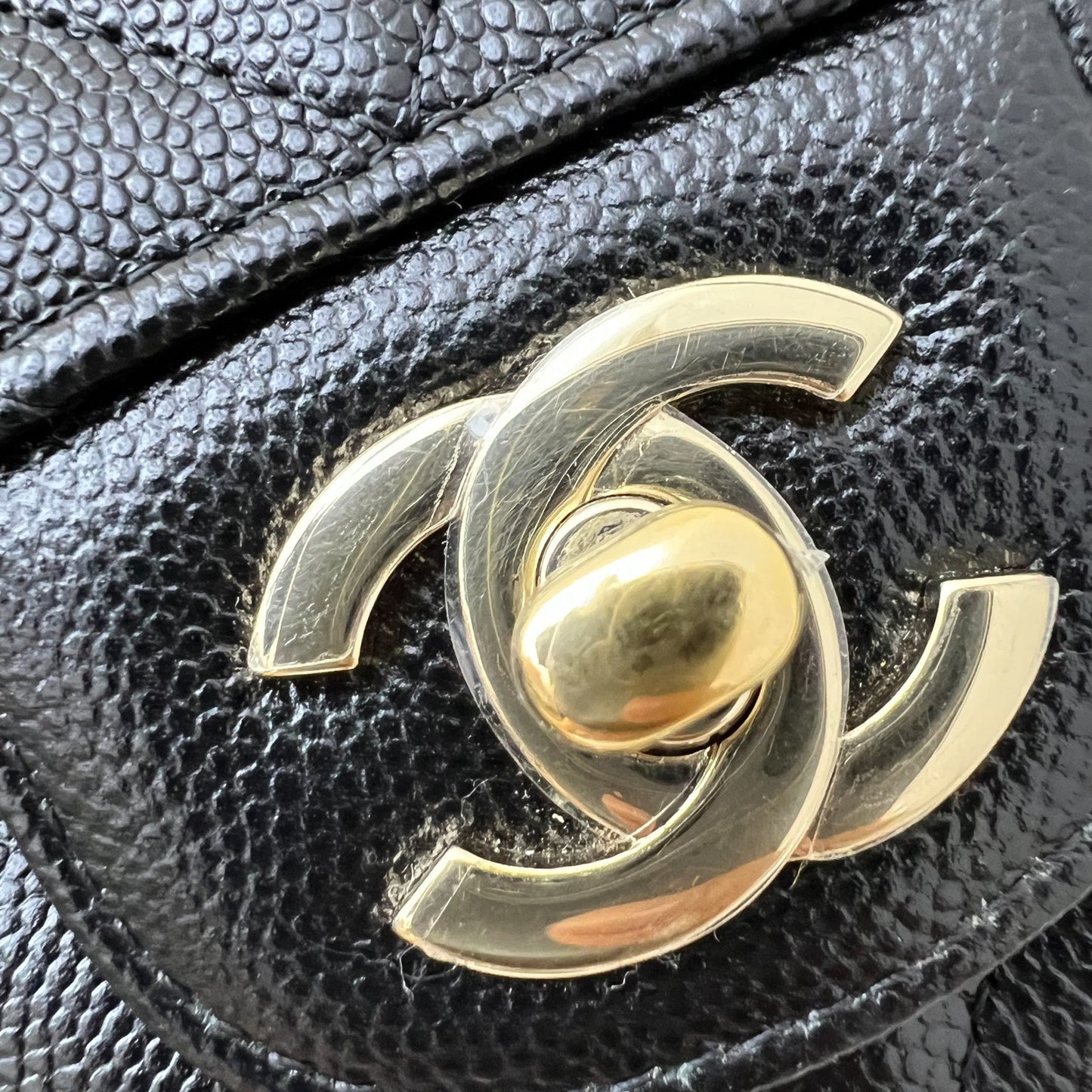 GLM-Classic Mini Rectangle Flap in Chevron Quilted Black Caviar and LGHW