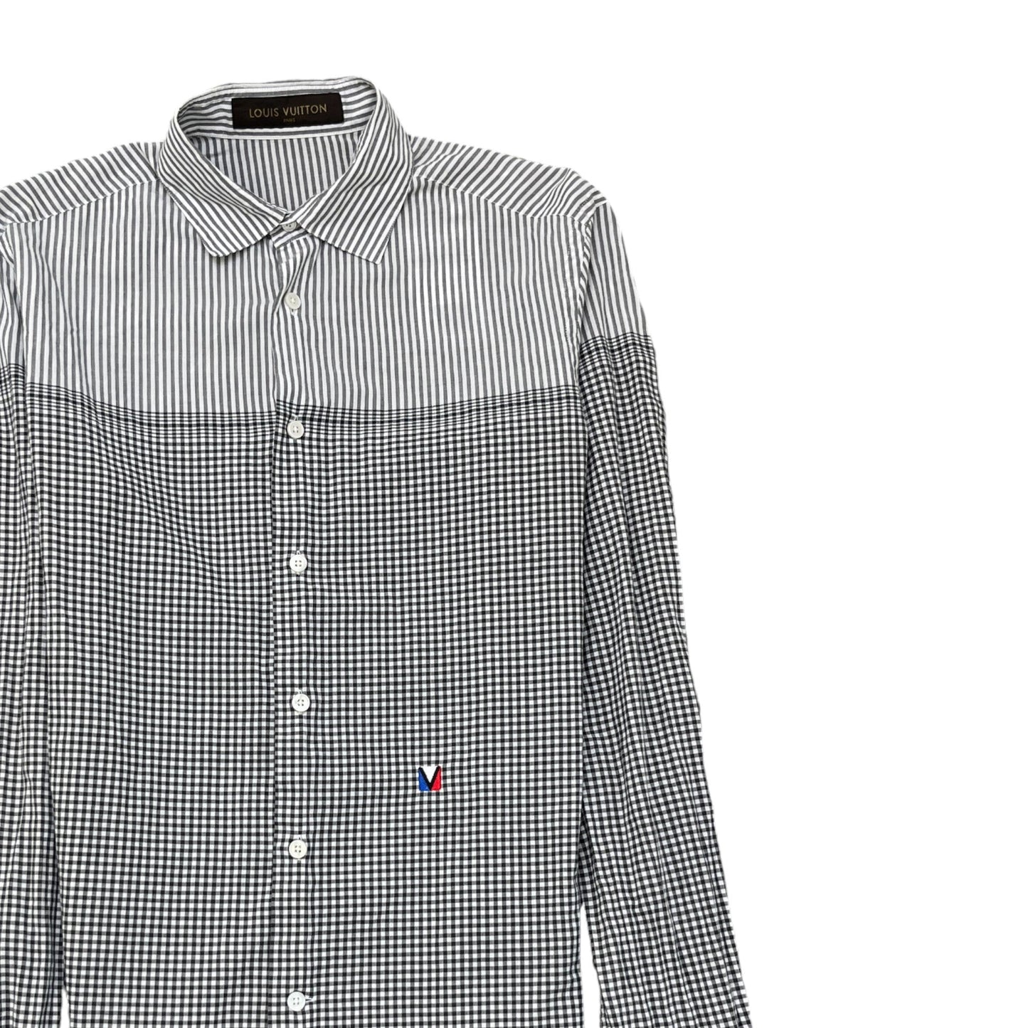 Men's Checked Stripe Polo Shirt White Size S