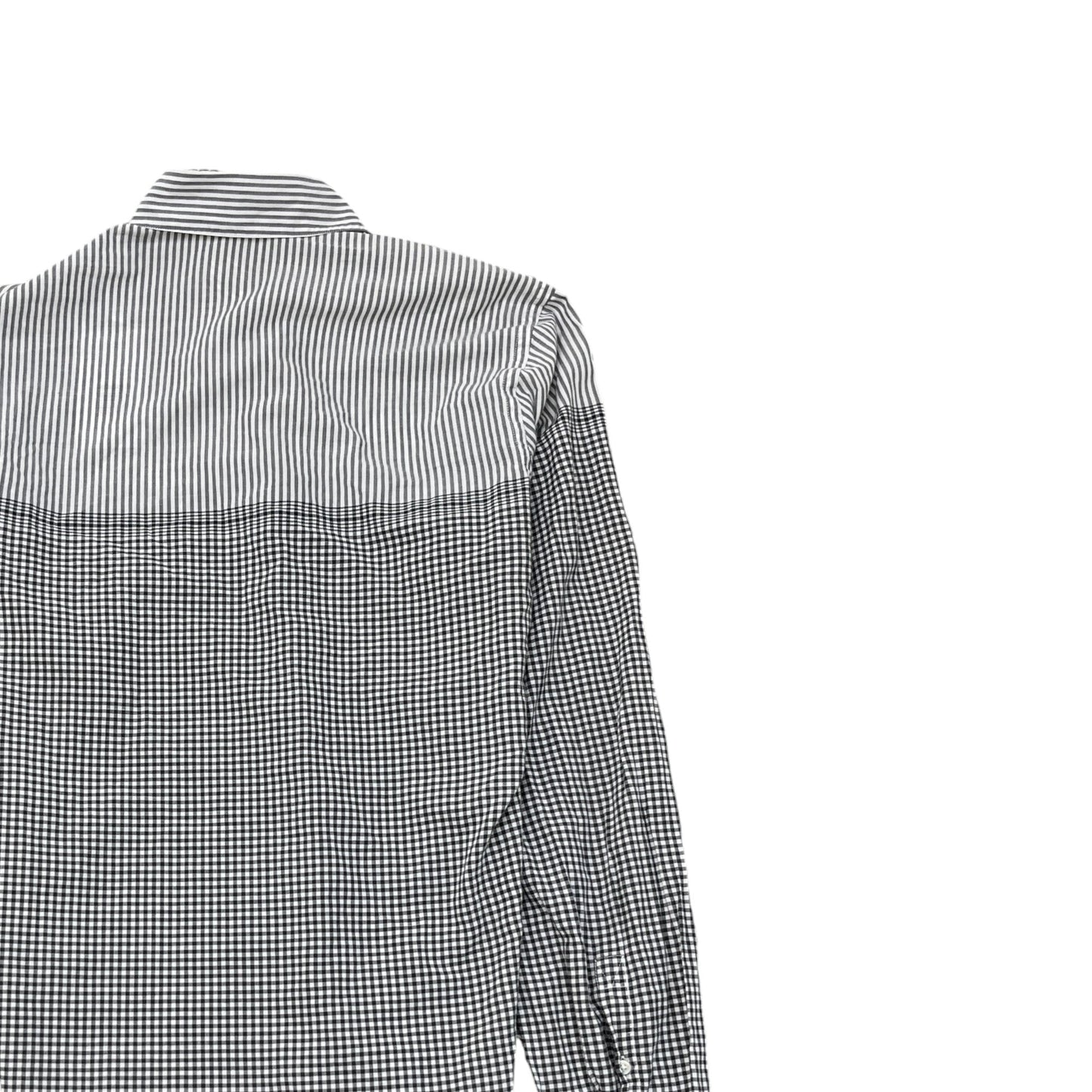 Men's Checked Stripe Polo Shirt White Size S