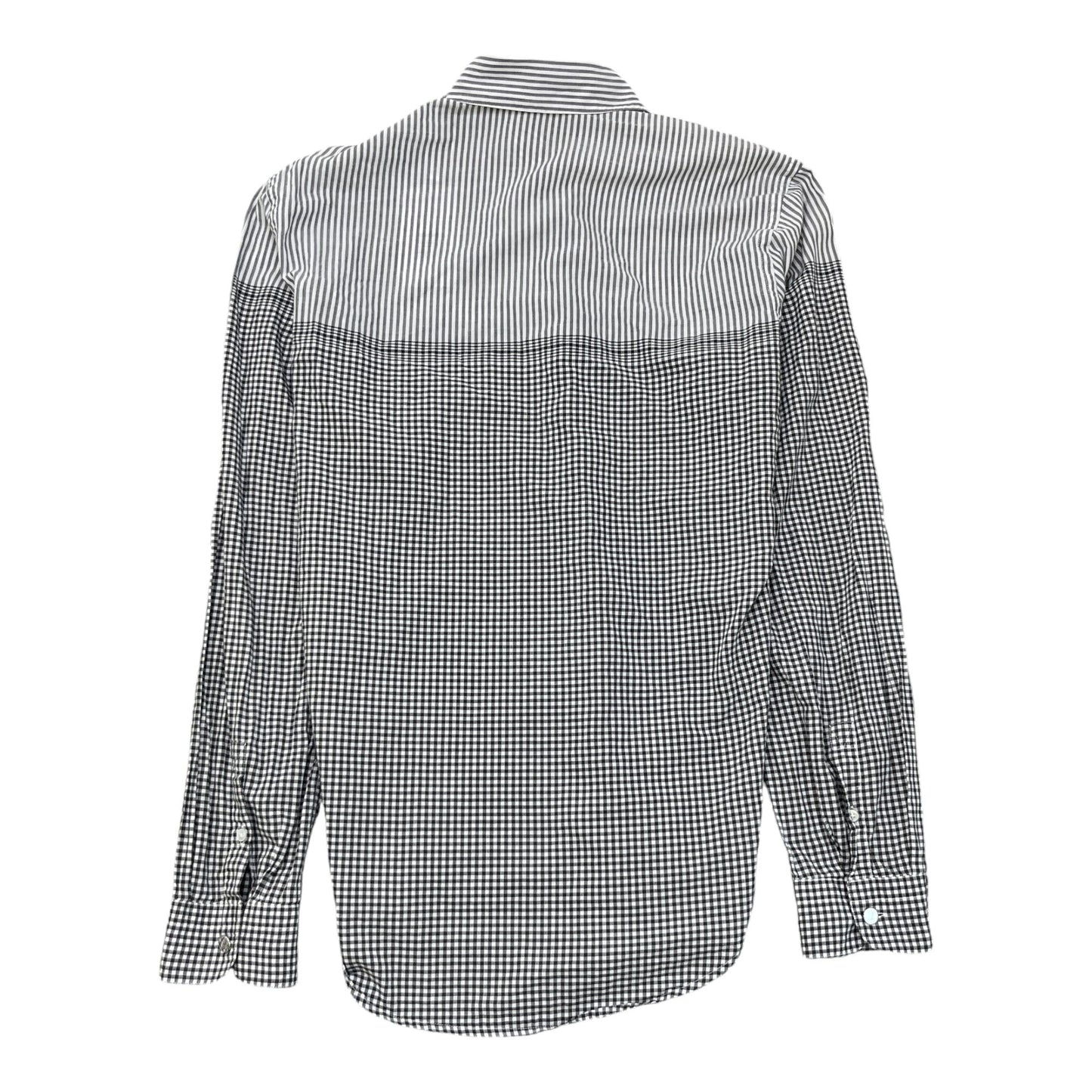 Men's Checked Stripe Polo Shirt White Size S