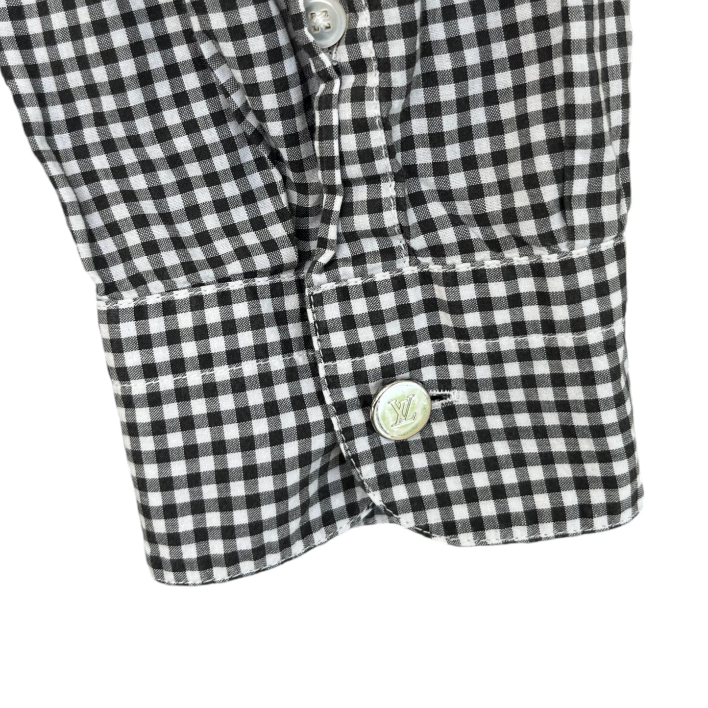 Men's Checked Stripe Polo Shirt White Size S