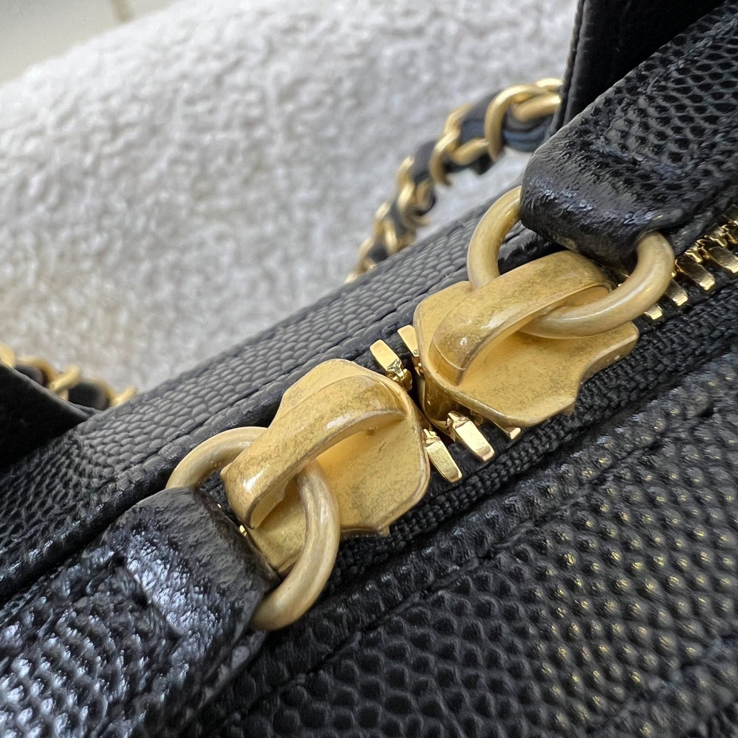 GLM-25A Small Bowling Bag in Black Caviar and AGHW (Model: AS5578)