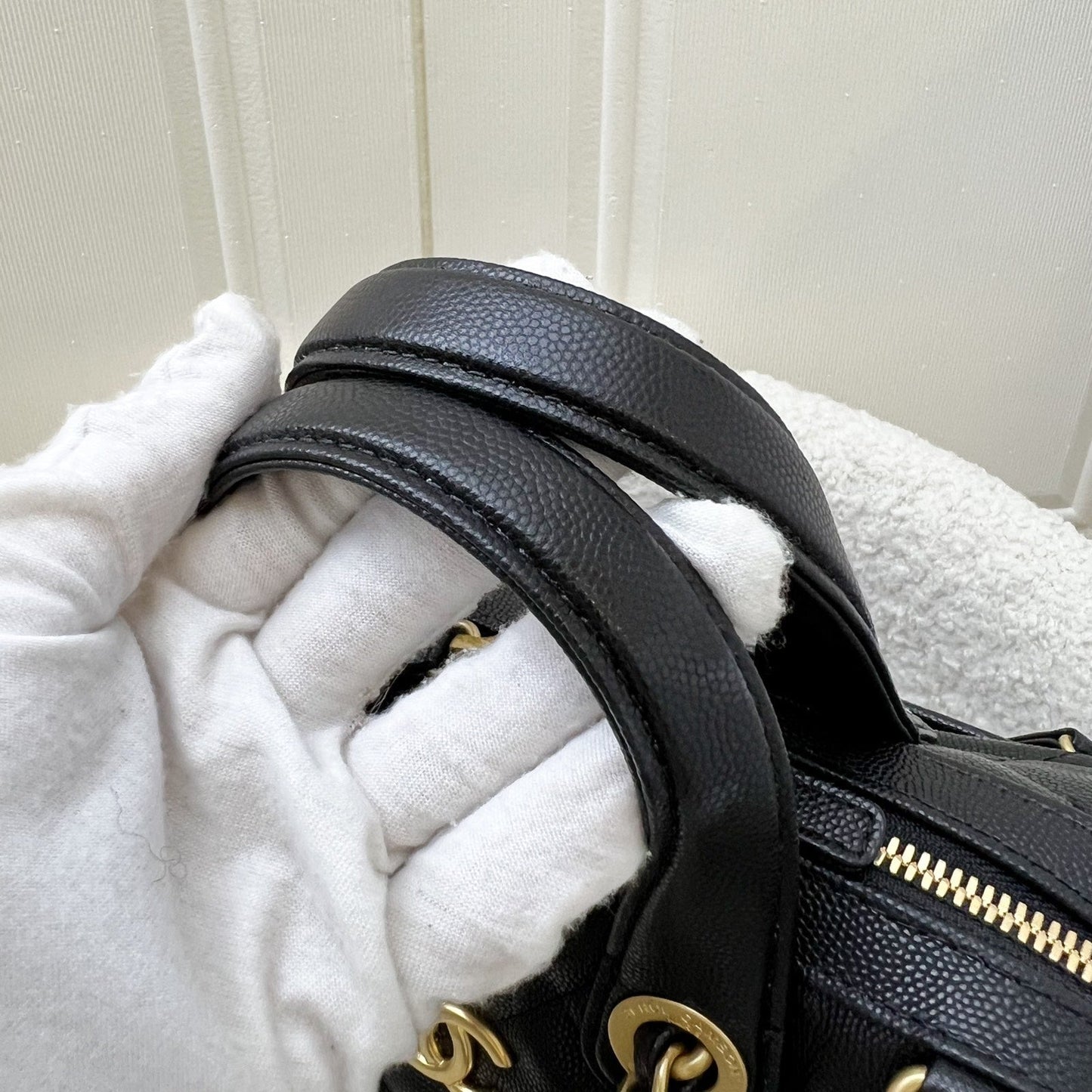 GLM-25A Small Bowling Bag in Black Caviar and AGHW (Model: AS5578)