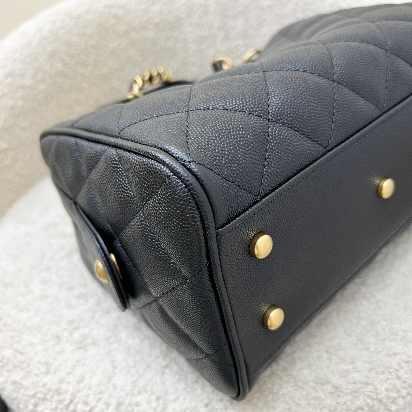 GLM-25A Small Bowling Bag in Black Caviar and AGHW (Model: AS5578)
