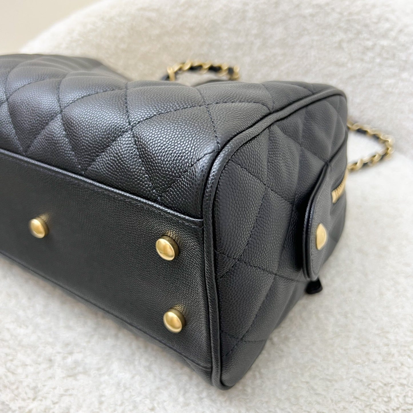 GLM-25A Small Bowling Bag in Black Caviar and AGHW (Model: AS5578)