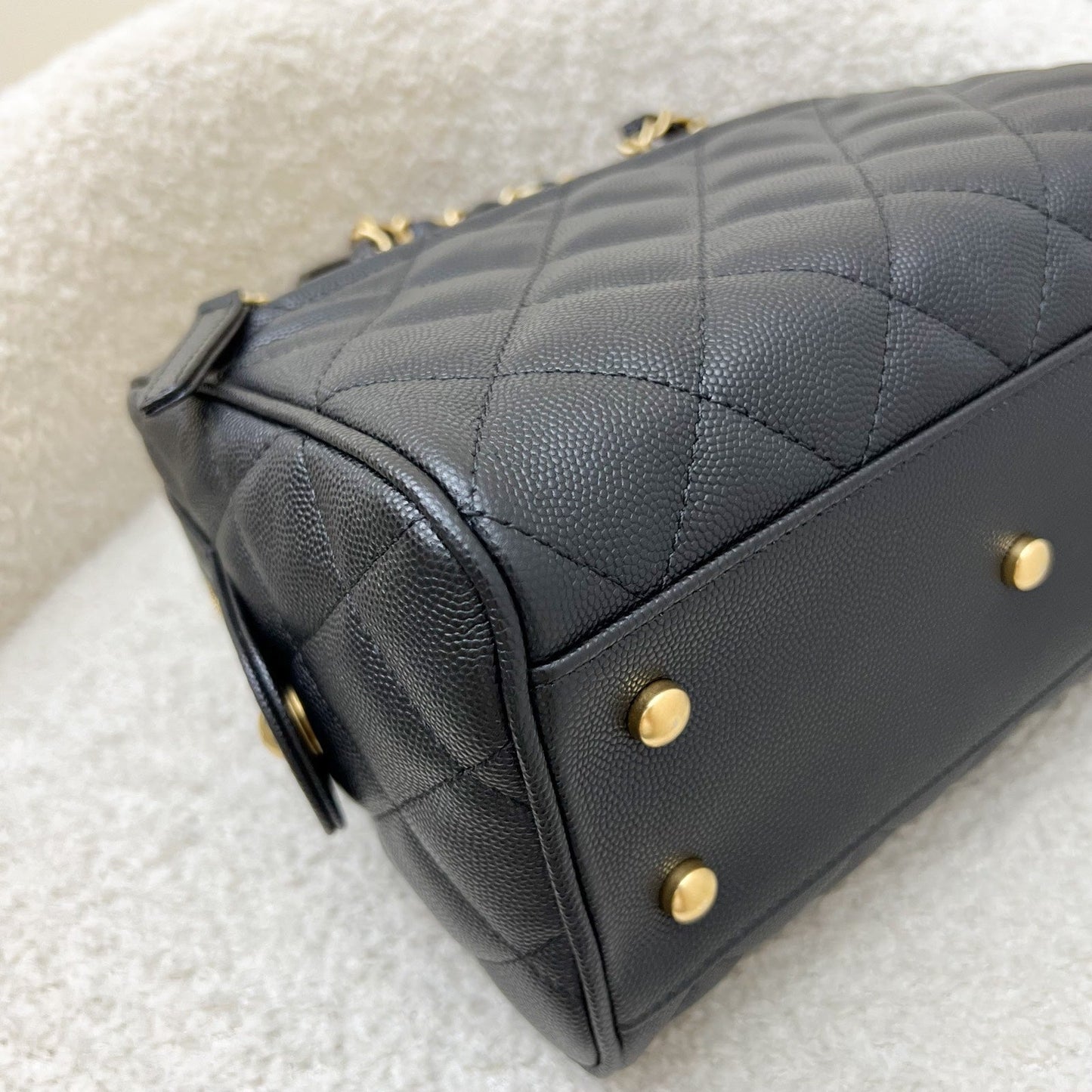 GLM-25A Small Bowling Bag in Black Caviar and AGHW (Model: AS5578)