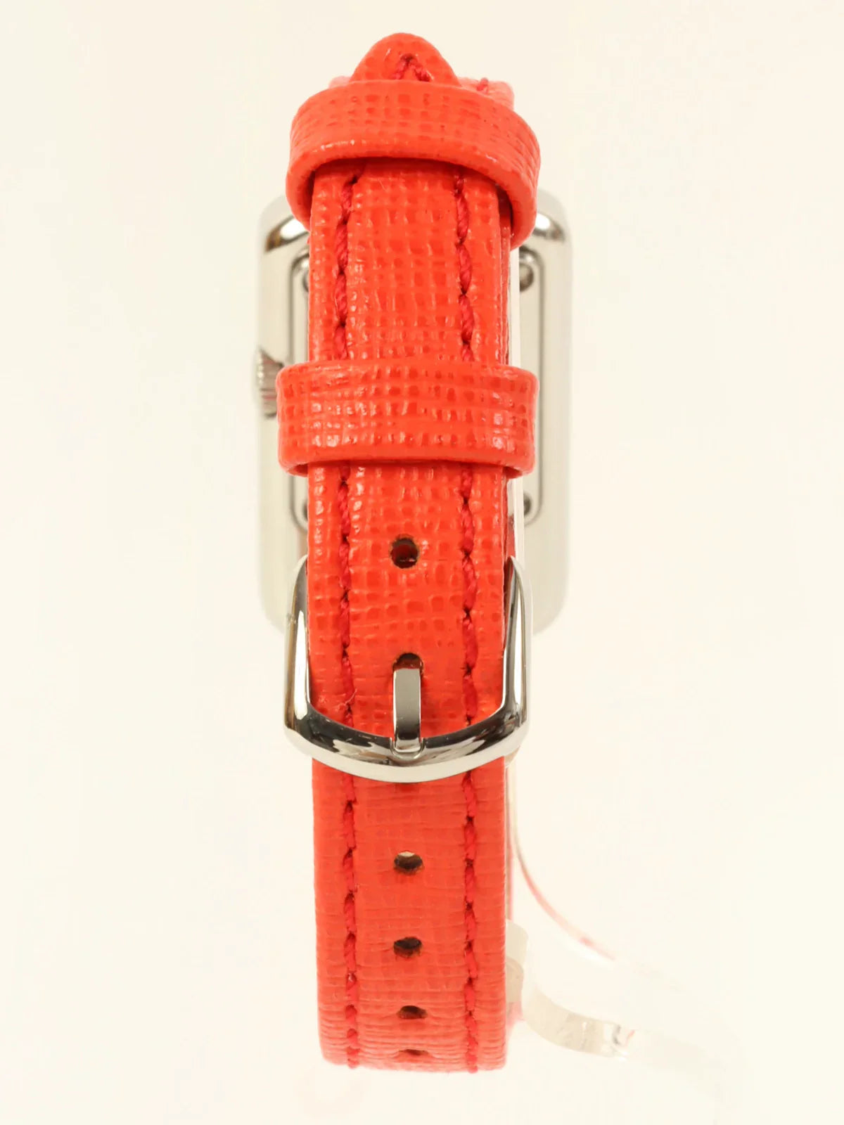 FENDI Square 2P Diamond Logo Face Watch Silver/Red