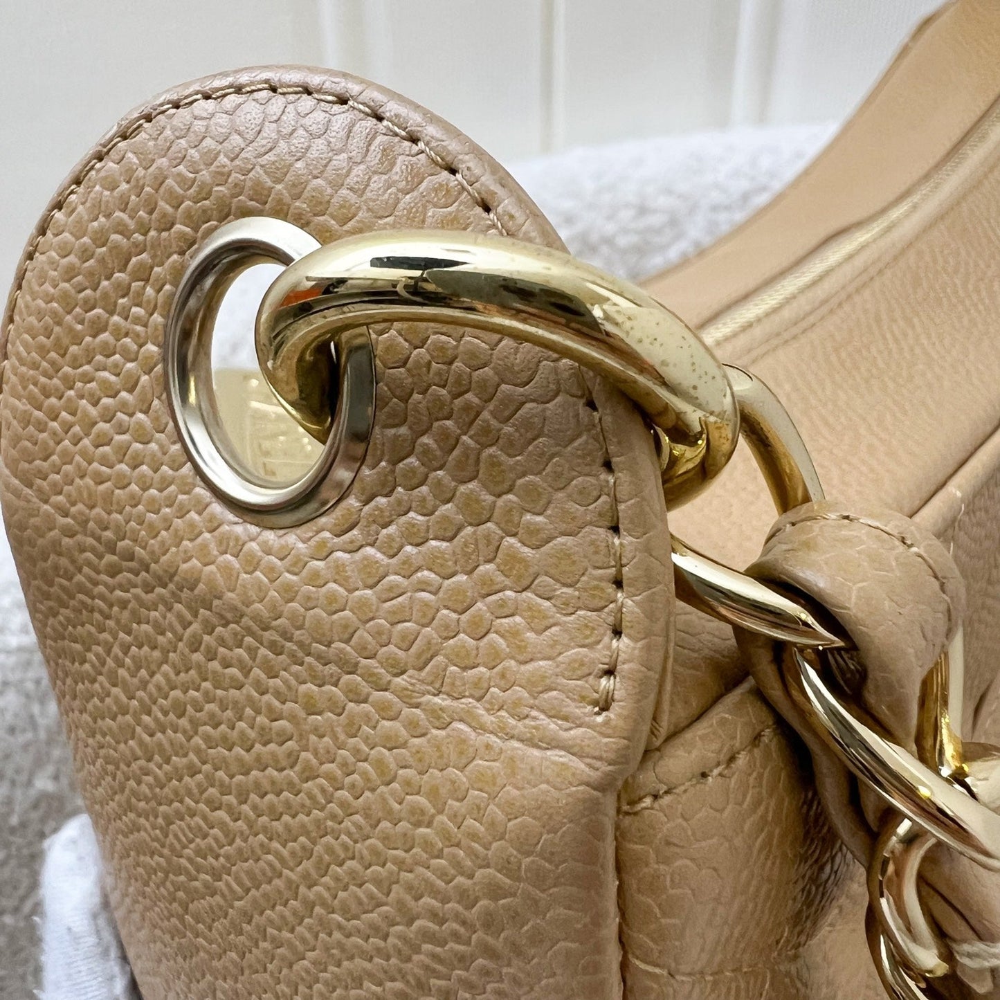 GLM- Half Moon Timeless Hobo in Beige Caviar and GHW