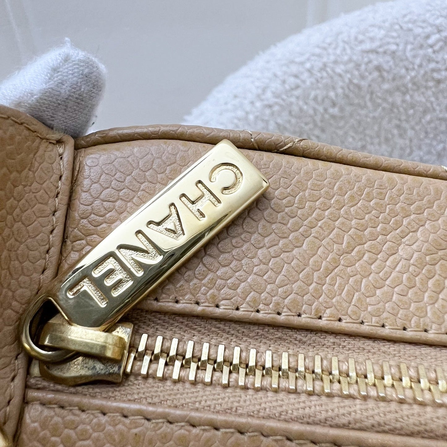 GLM- Half Moon Timeless Hobo in Beige Caviar and GHW