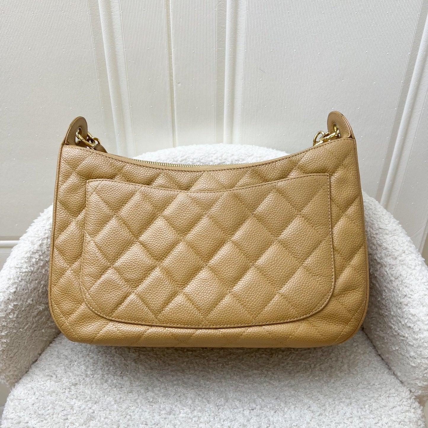 GLM- Half Moon Timeless Hobo in Beige Caviar and GHW