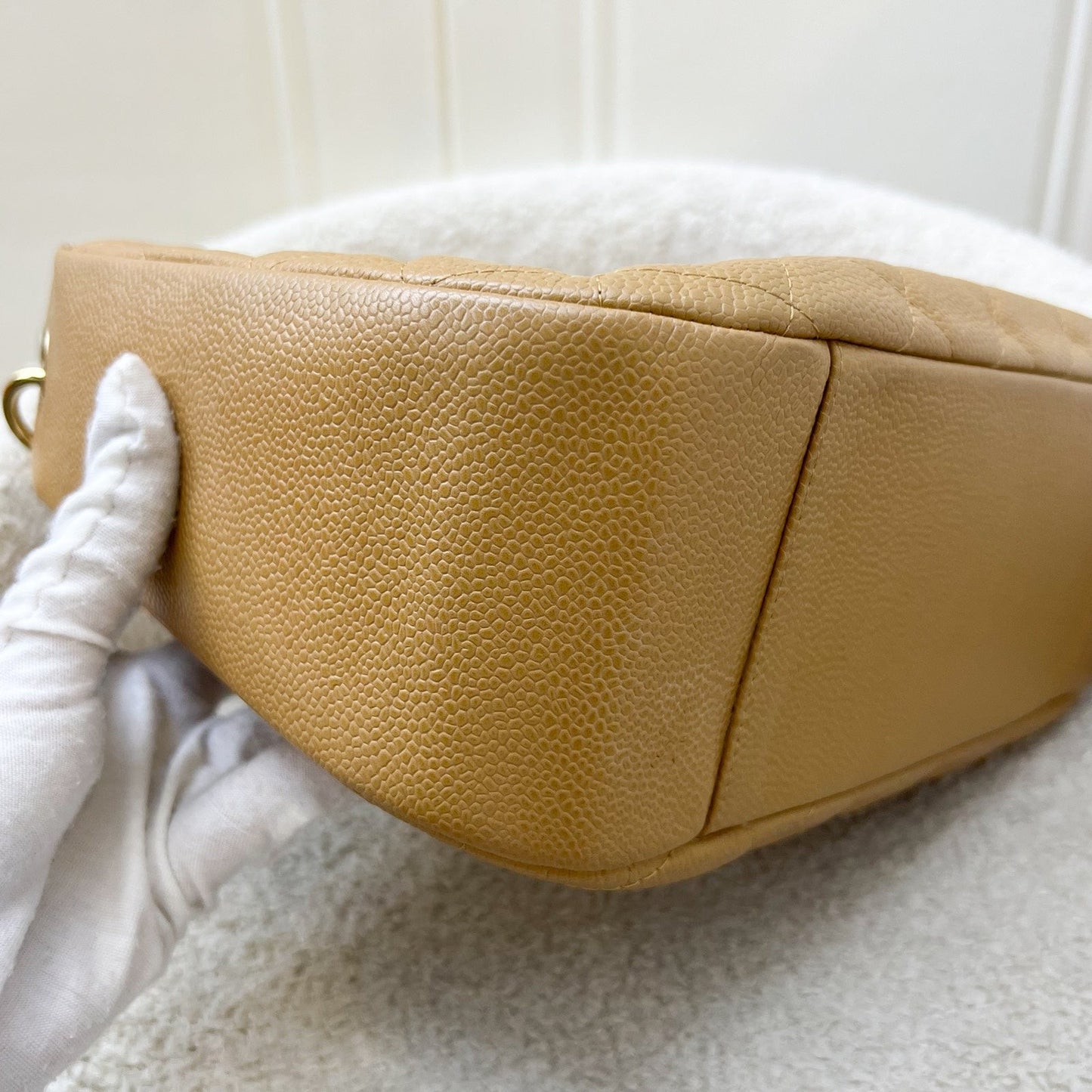 GLM- Half Moon Timeless Hobo in Beige Caviar and GHW