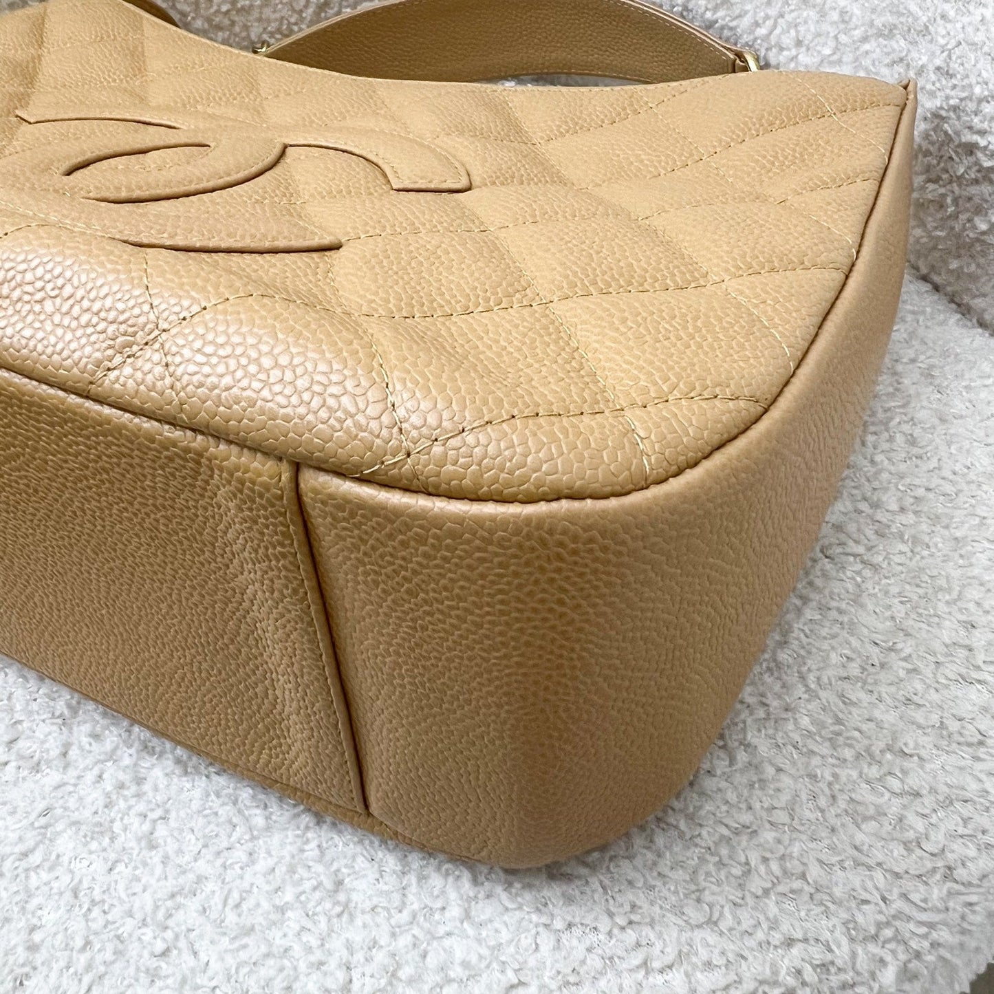 GLM- Half Moon Timeless Hobo in Beige Caviar and GHW