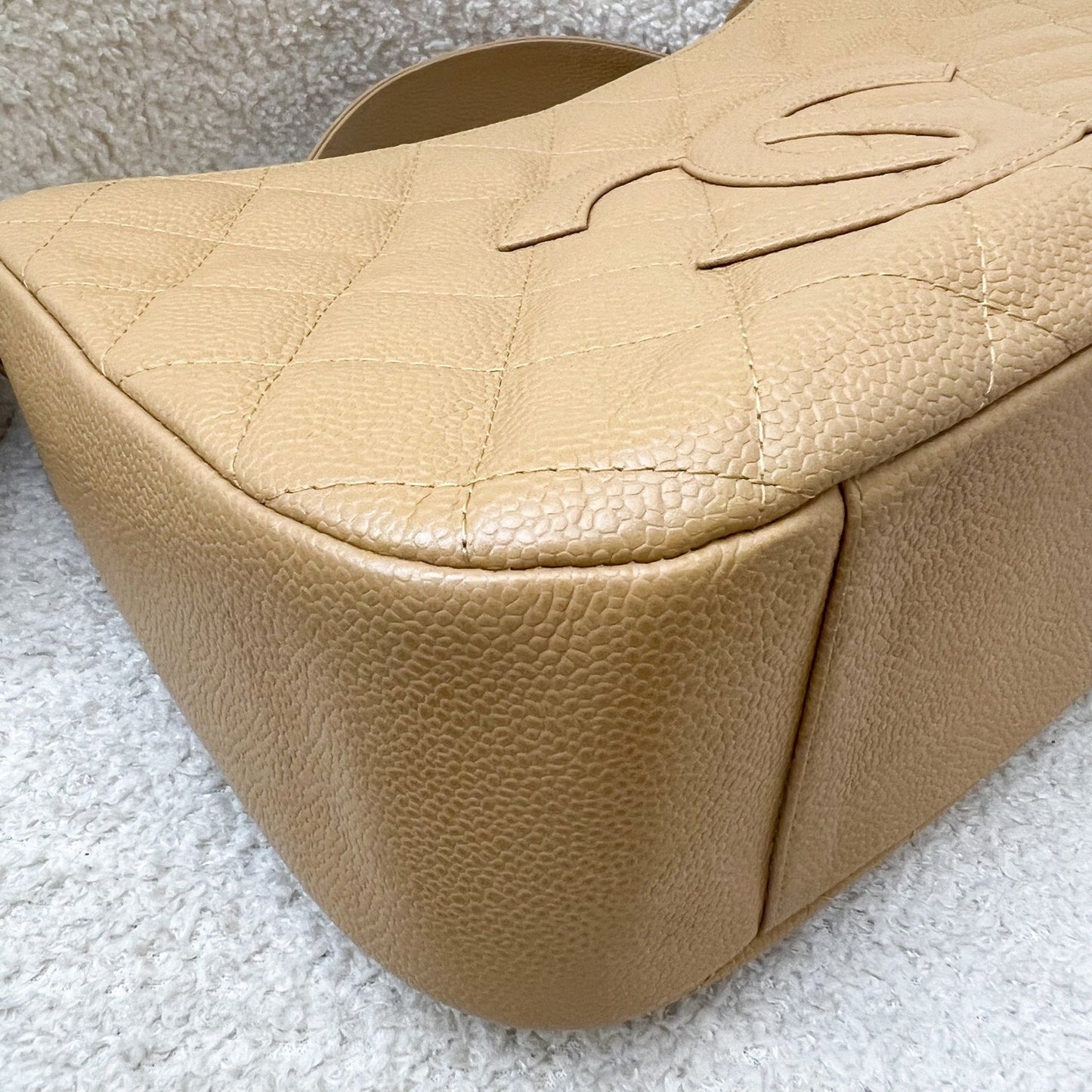 GLM- Half Moon Timeless Hobo in Beige Caviar and GHW