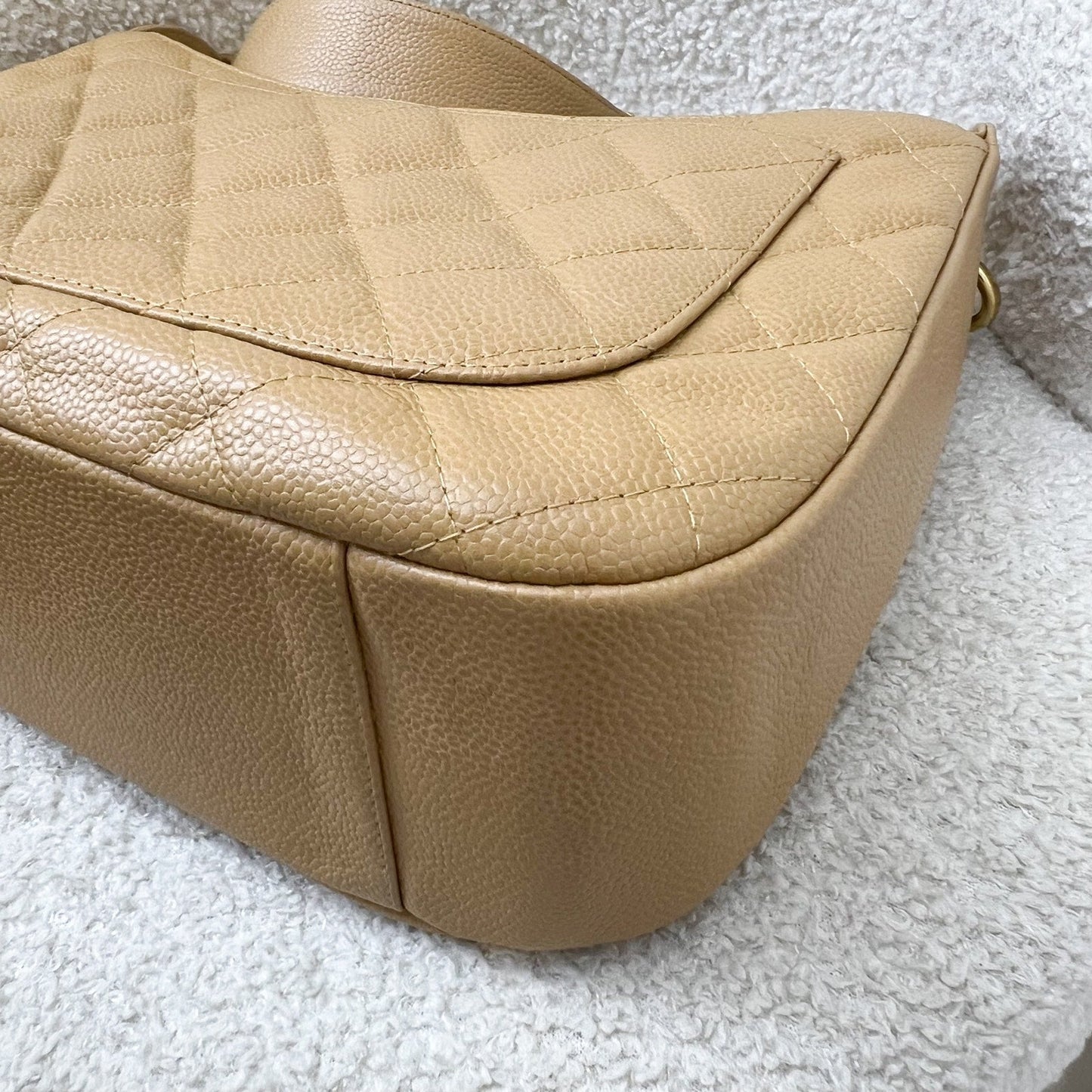 GLM- Half Moon Timeless Hobo in Beige Caviar and GHW