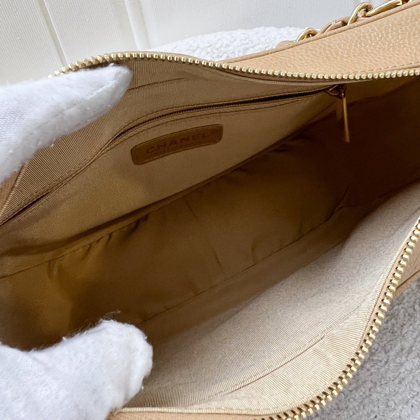 GLM- Half Moon Timeless Hobo in Beige Caviar and GHW