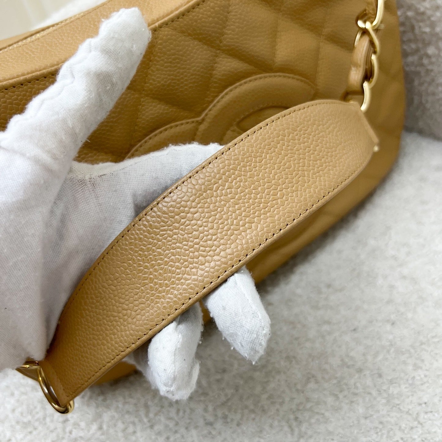 GLM- Half Moon Timeless Hobo in Beige Caviar and GHW