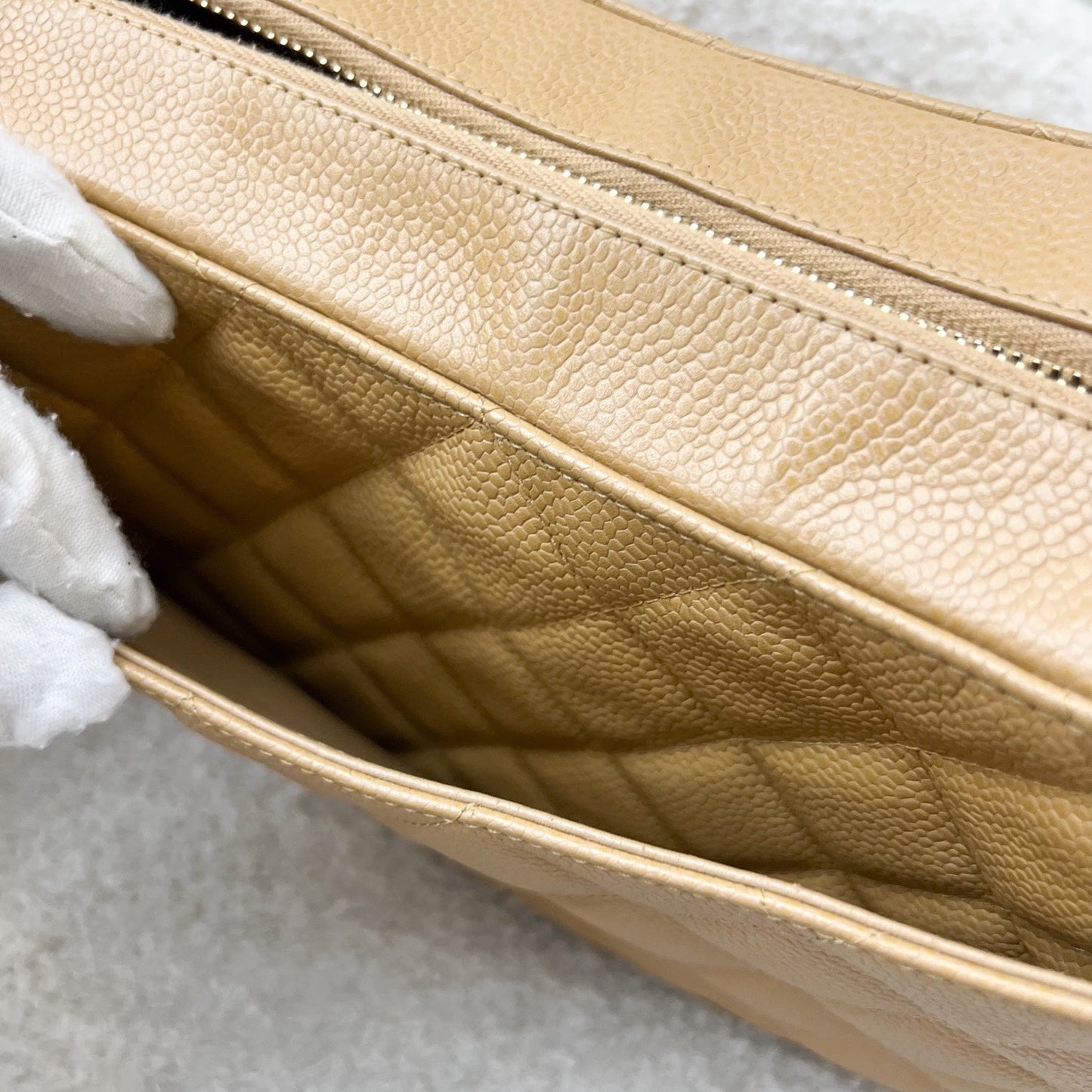 GLM- Half Moon Timeless Hobo in Beige Caviar and GHW